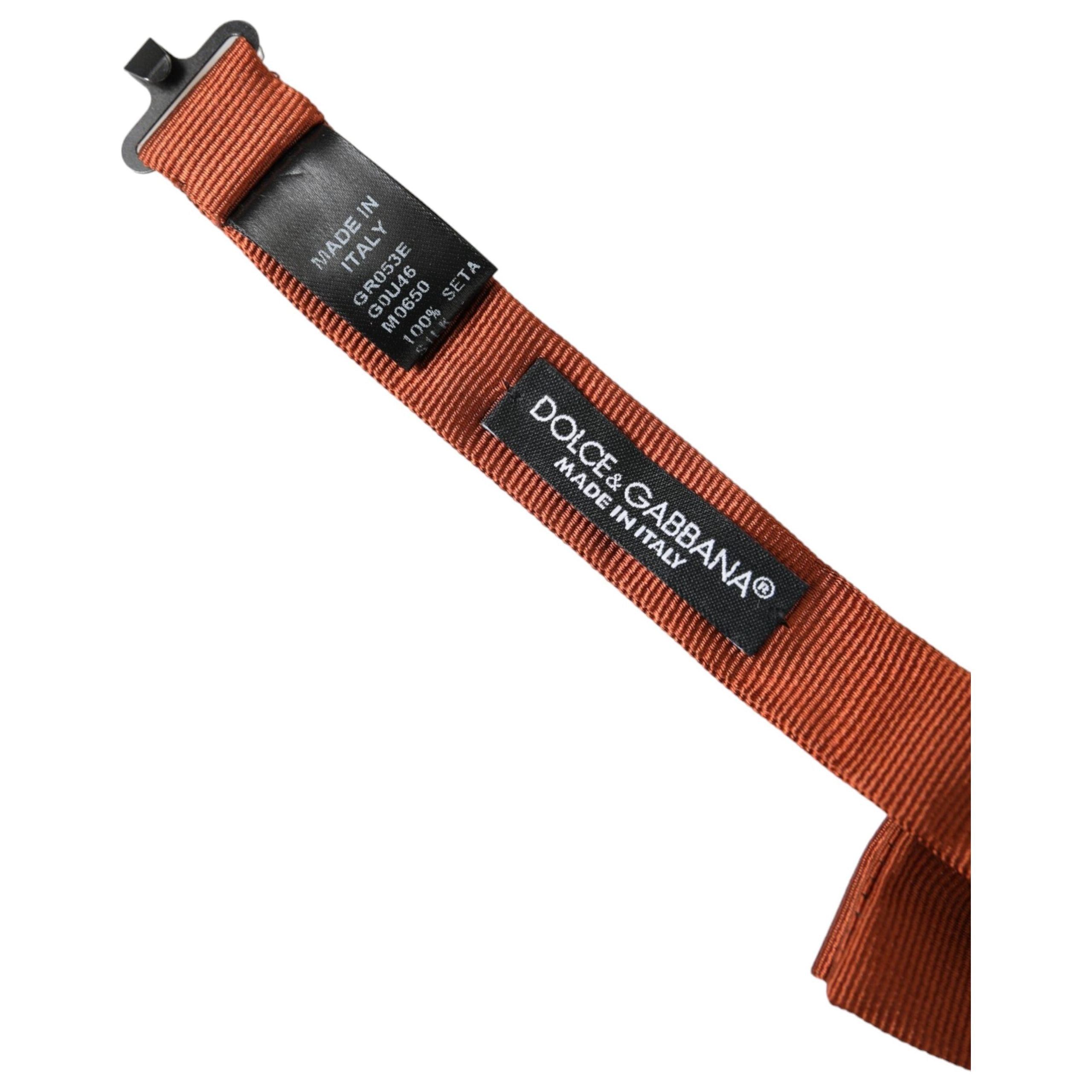 Dolce & Gabbana Brown Silk Adjustable Neck Bow Tie