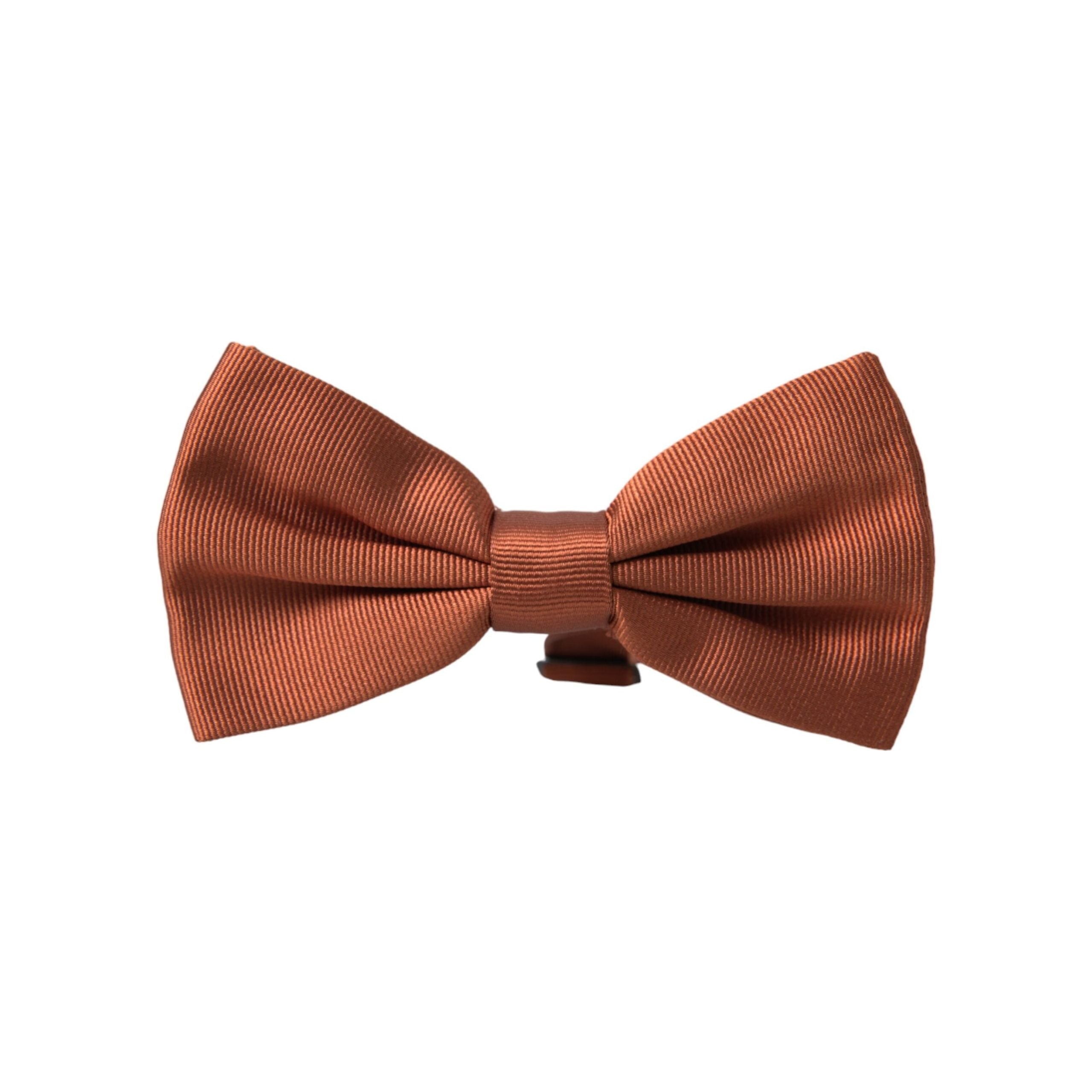 Dolce & Gabbana Brown Silk Adjustable Neck Bow Tie
