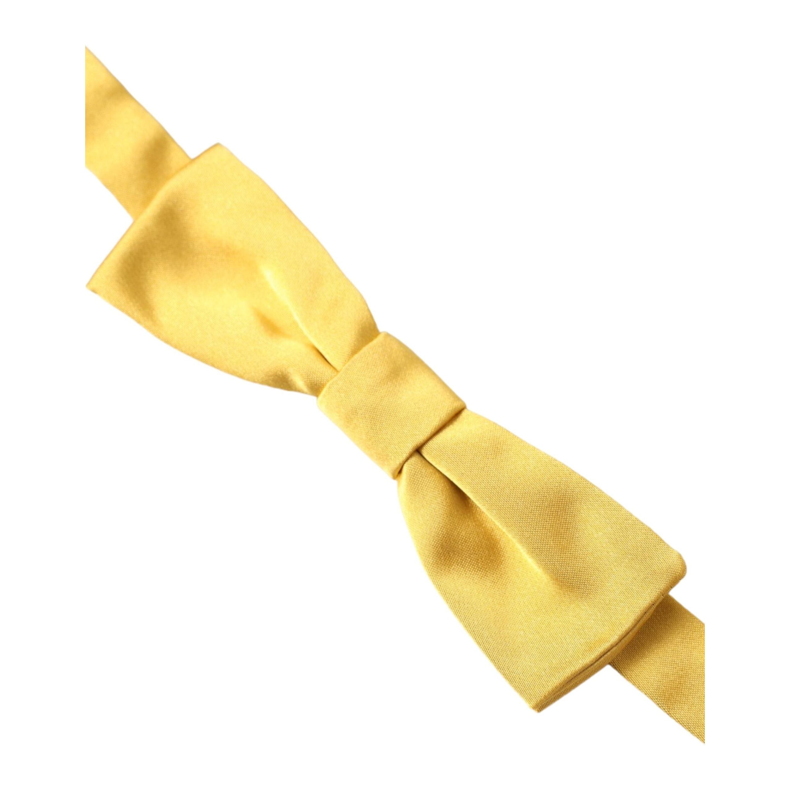 Dolce & Gabbana Yellow Silk Adjustable Neck Bow Tie