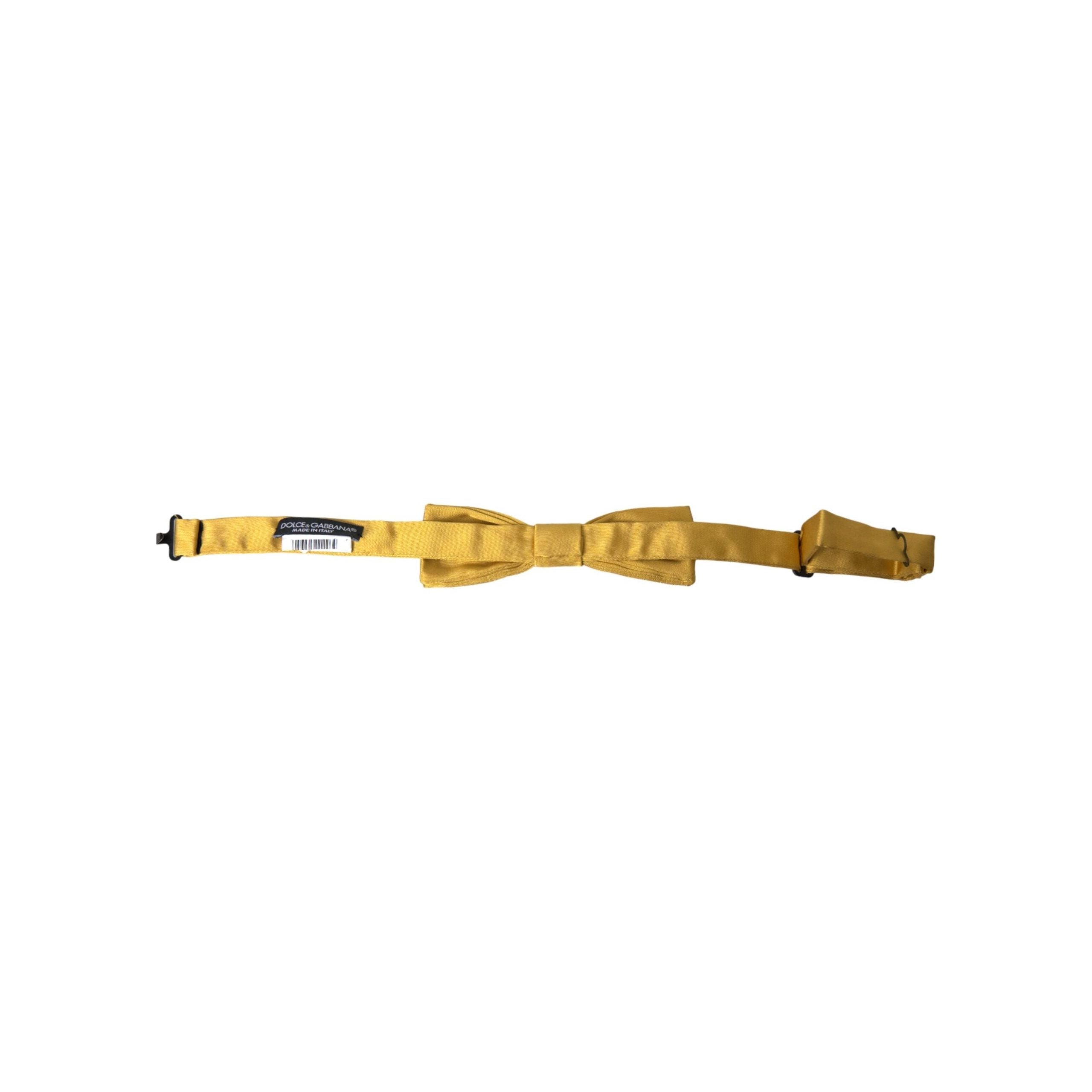 Dolce & Gabbana Yellow Silk Adjustable Neck Bow Tie