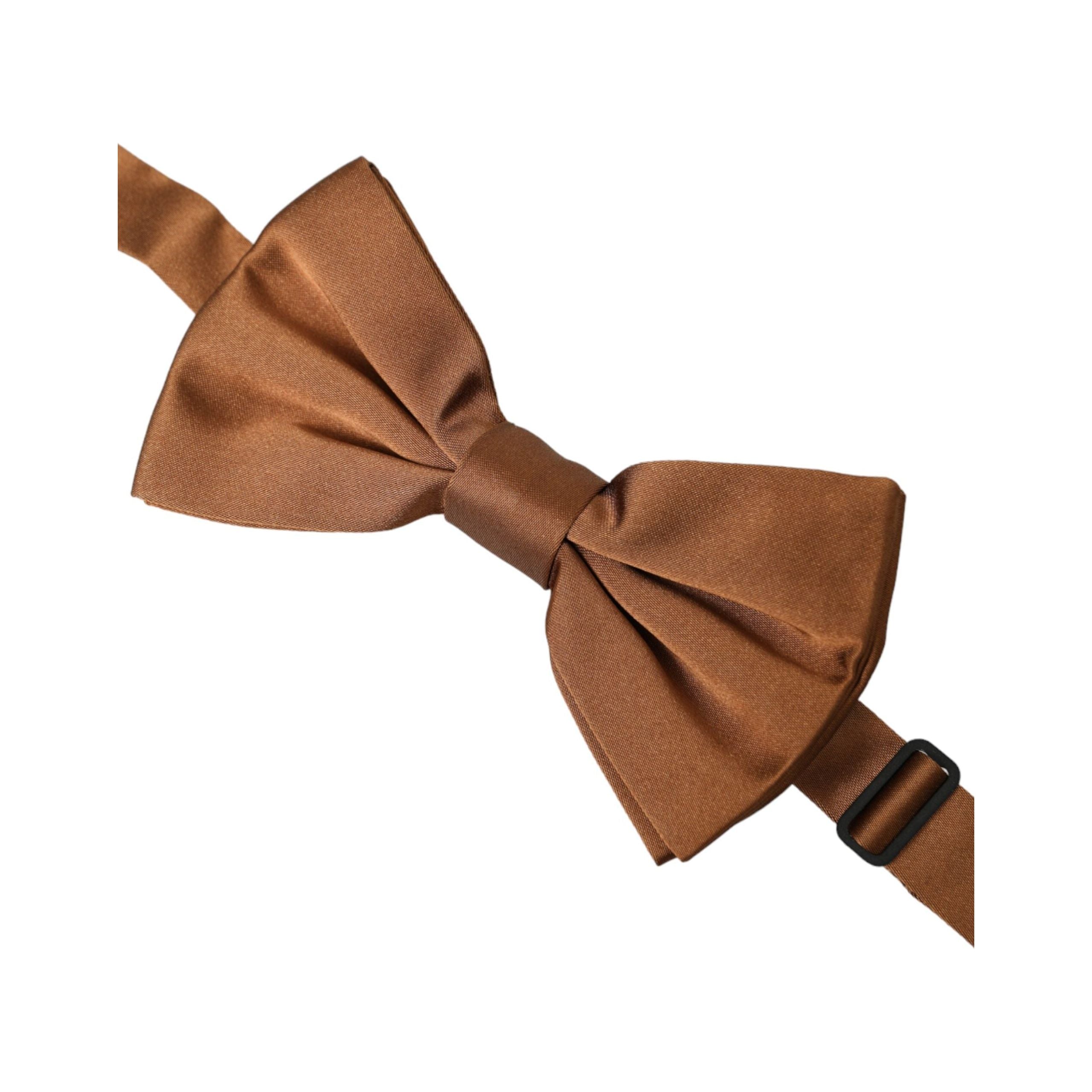 Dolce & Gabbana Brown Silk Adjustable Neck Bow Tie