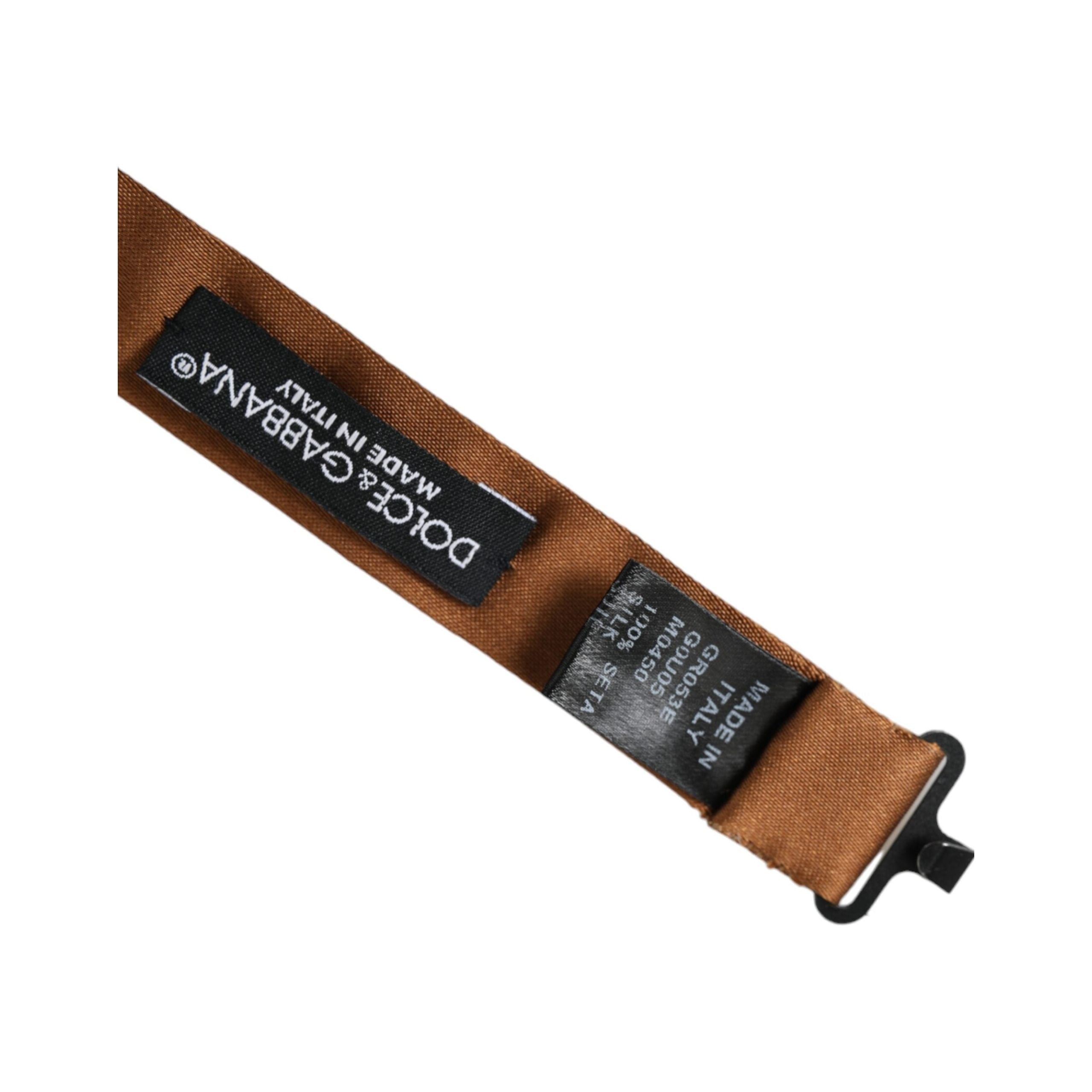 Dolce & Gabbana Brown Silk Adjustable Neck Bow Tie