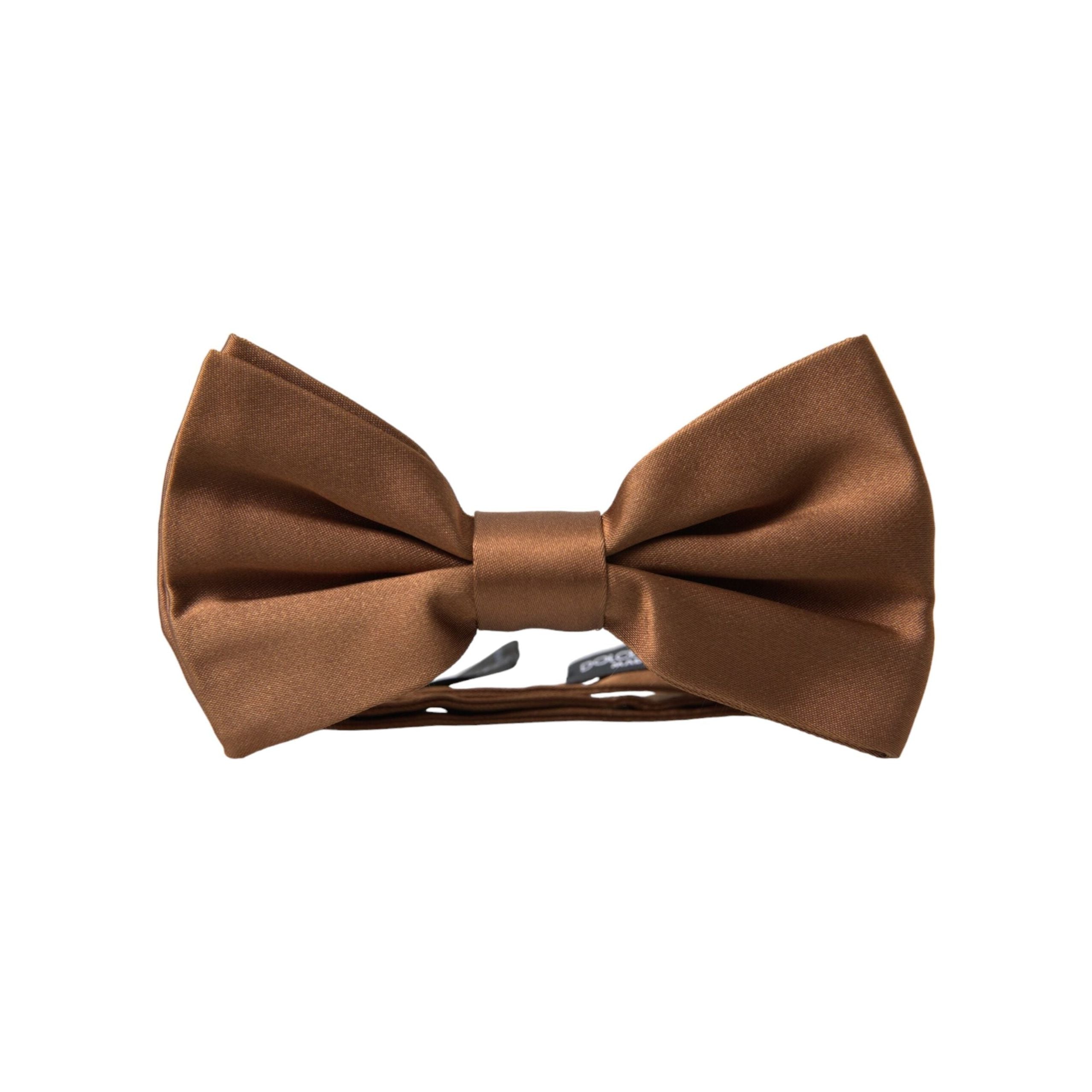 Dolce & Gabbana Brown Silk Adjustable Neck Bow Tie