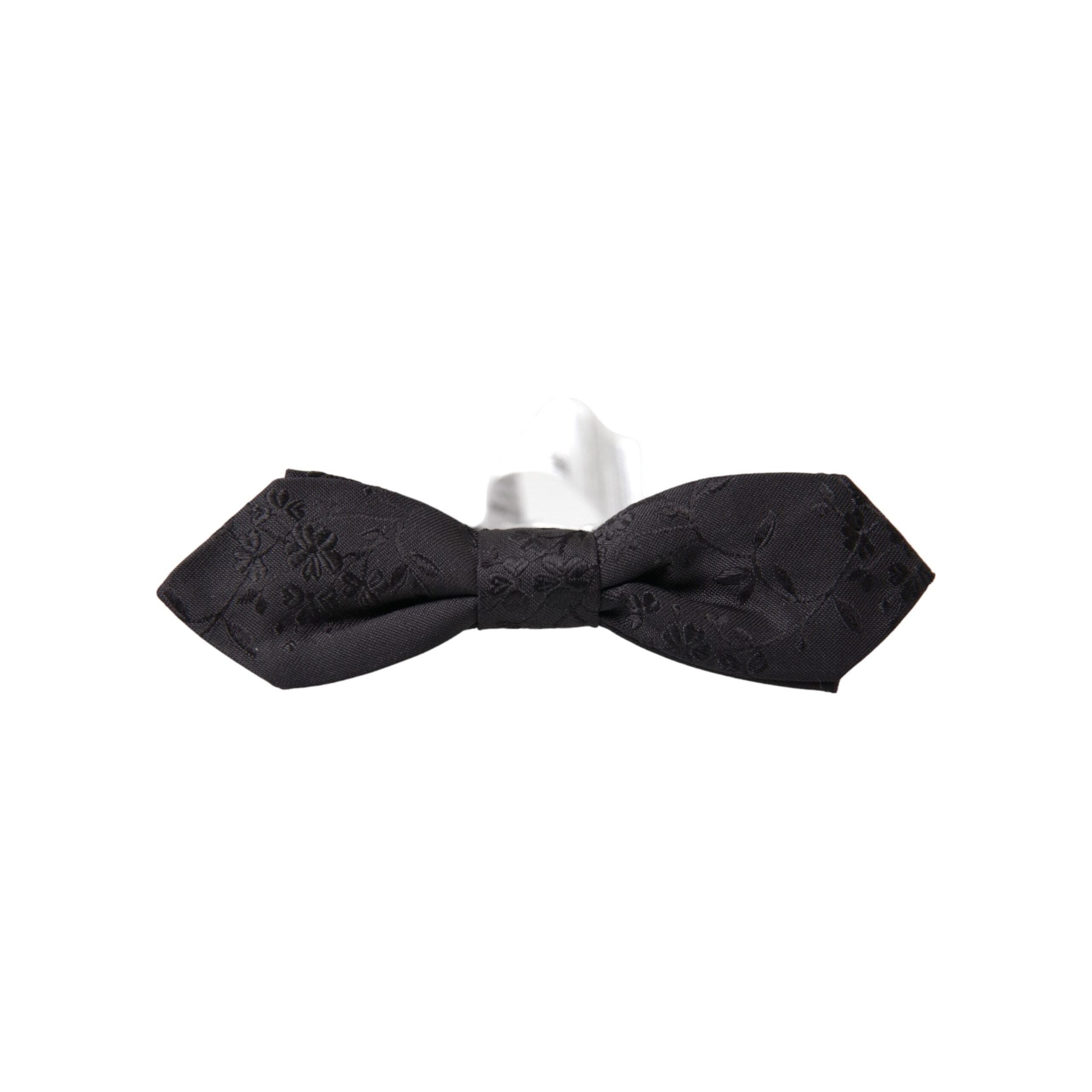 Dolce & Gabbana Black Silk Adjustable Neck Bow Tie