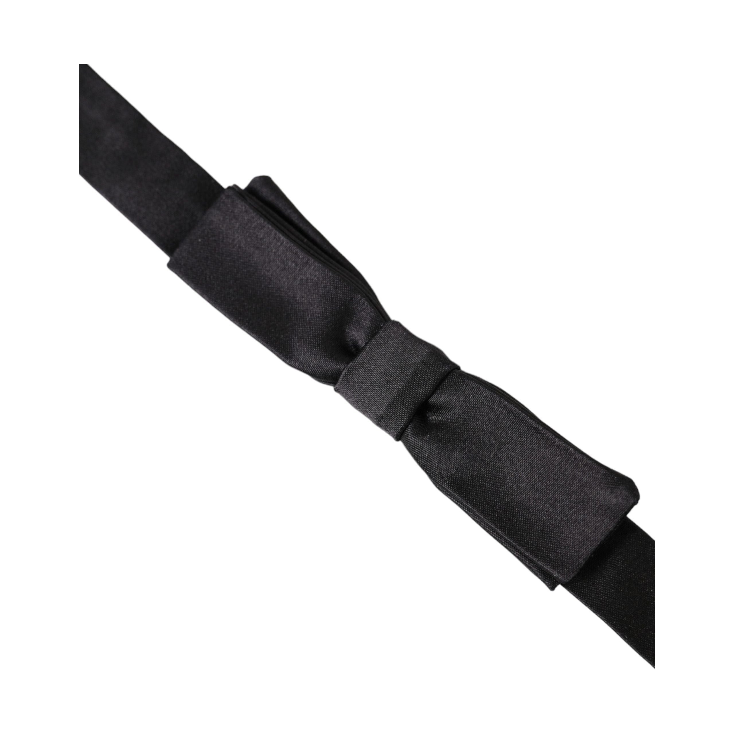 Dolce & Gabbana Dark Gray Silk Adjustable Neck Bow Tie