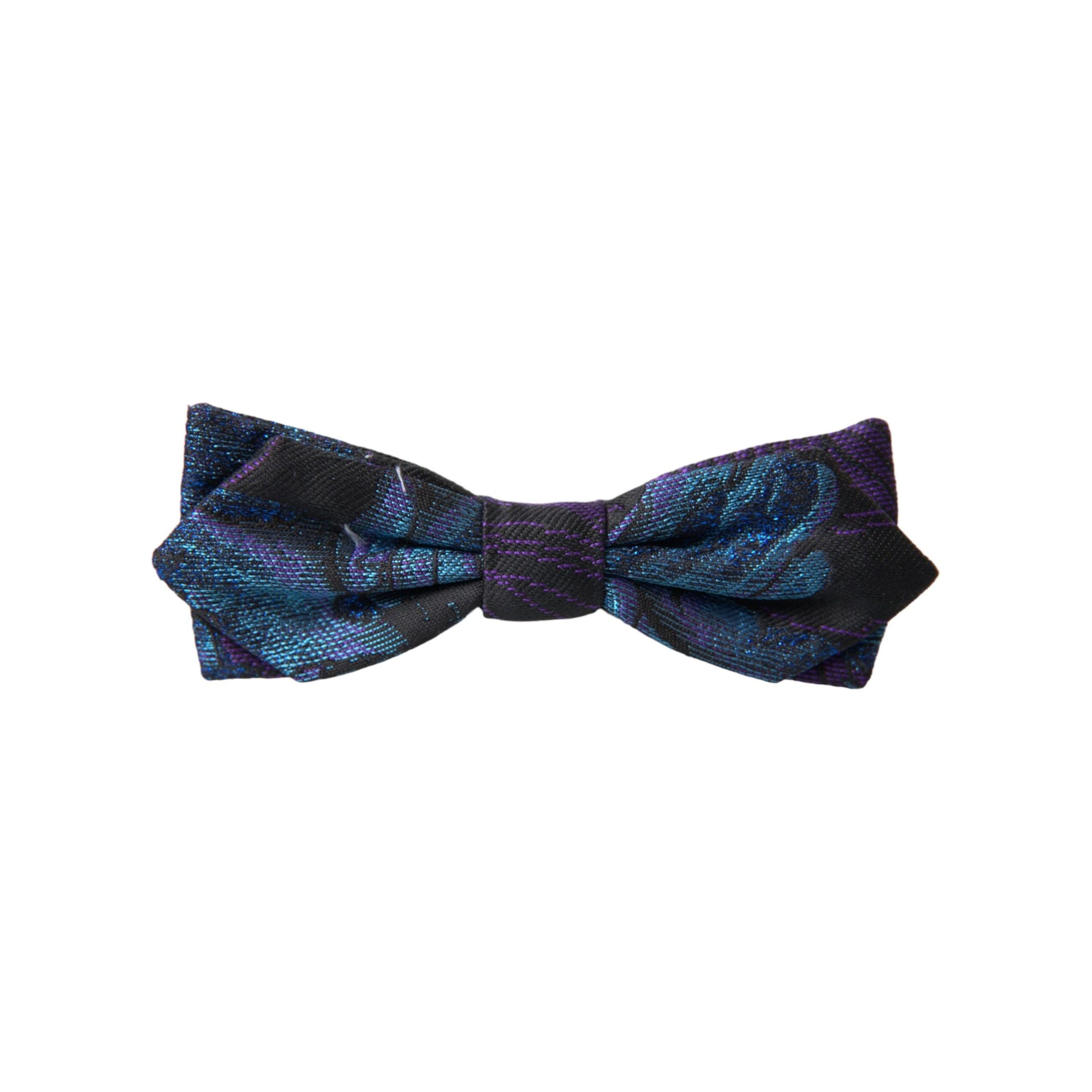 Dolce & Gabbana Black Blue Brocade Bow Tie