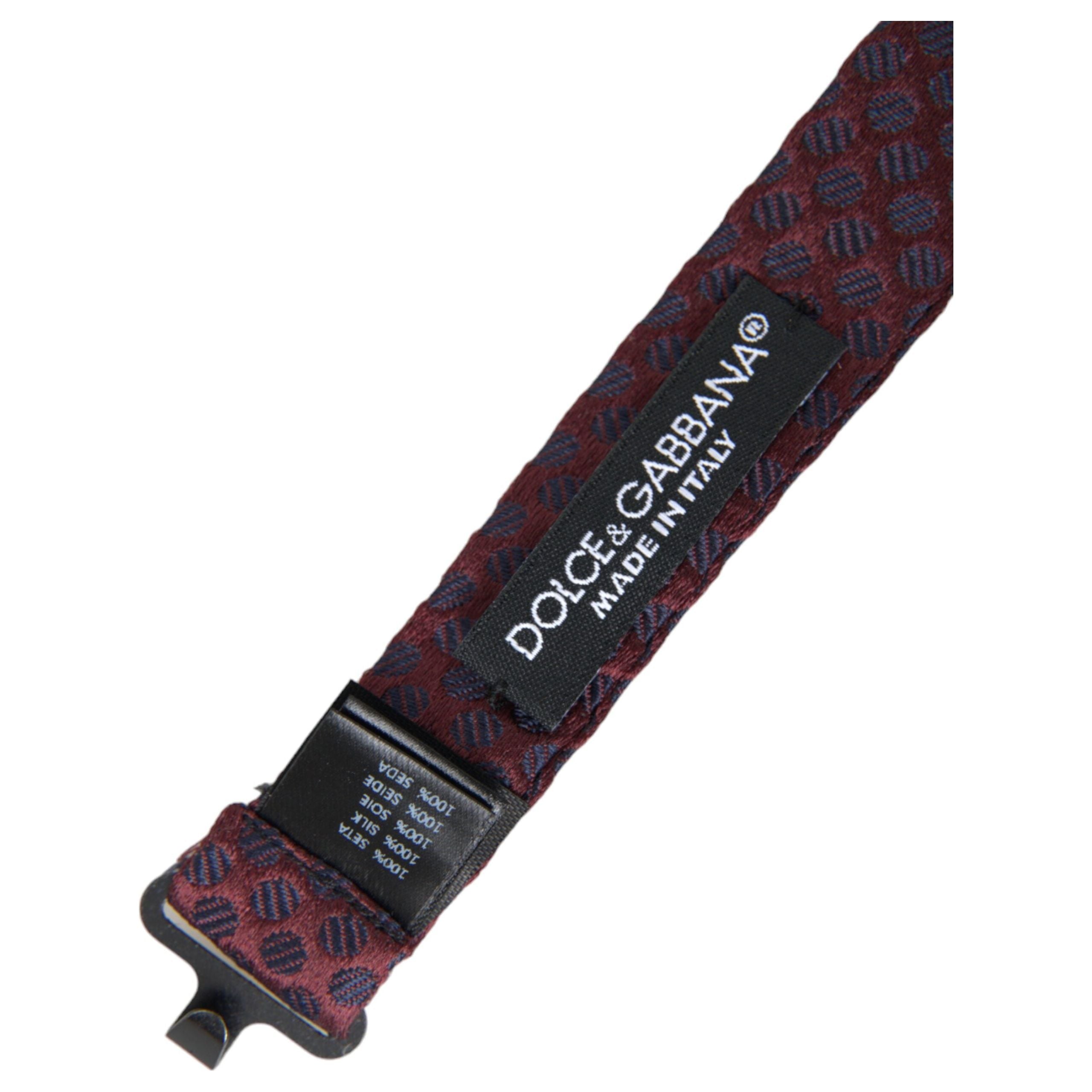 Dolce & Gabbana Maroon Silk Polka Dots Adjustable Bow Tie