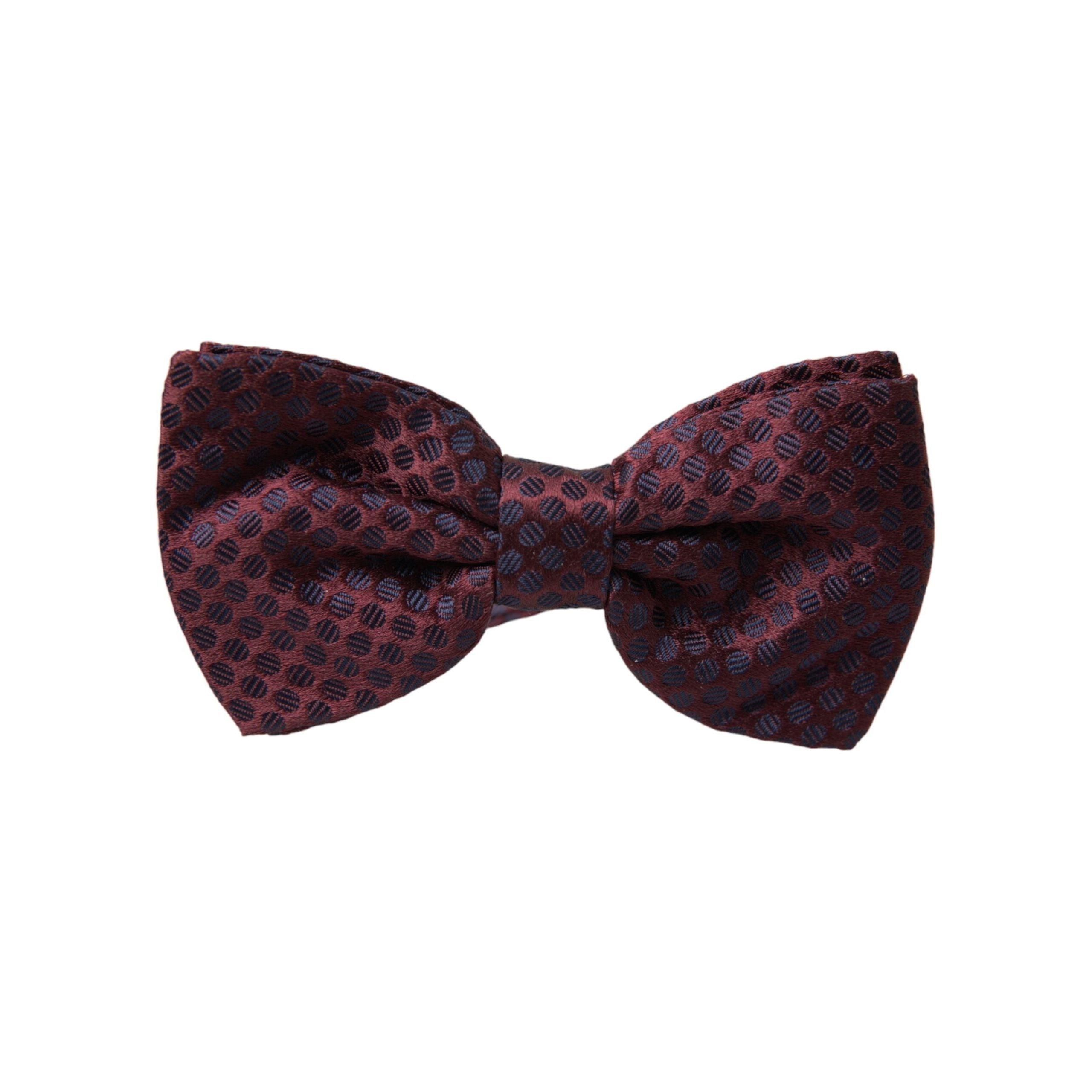Dolce & Gabbana Maroon Silk Polka Dots Adjustable Bow Tie