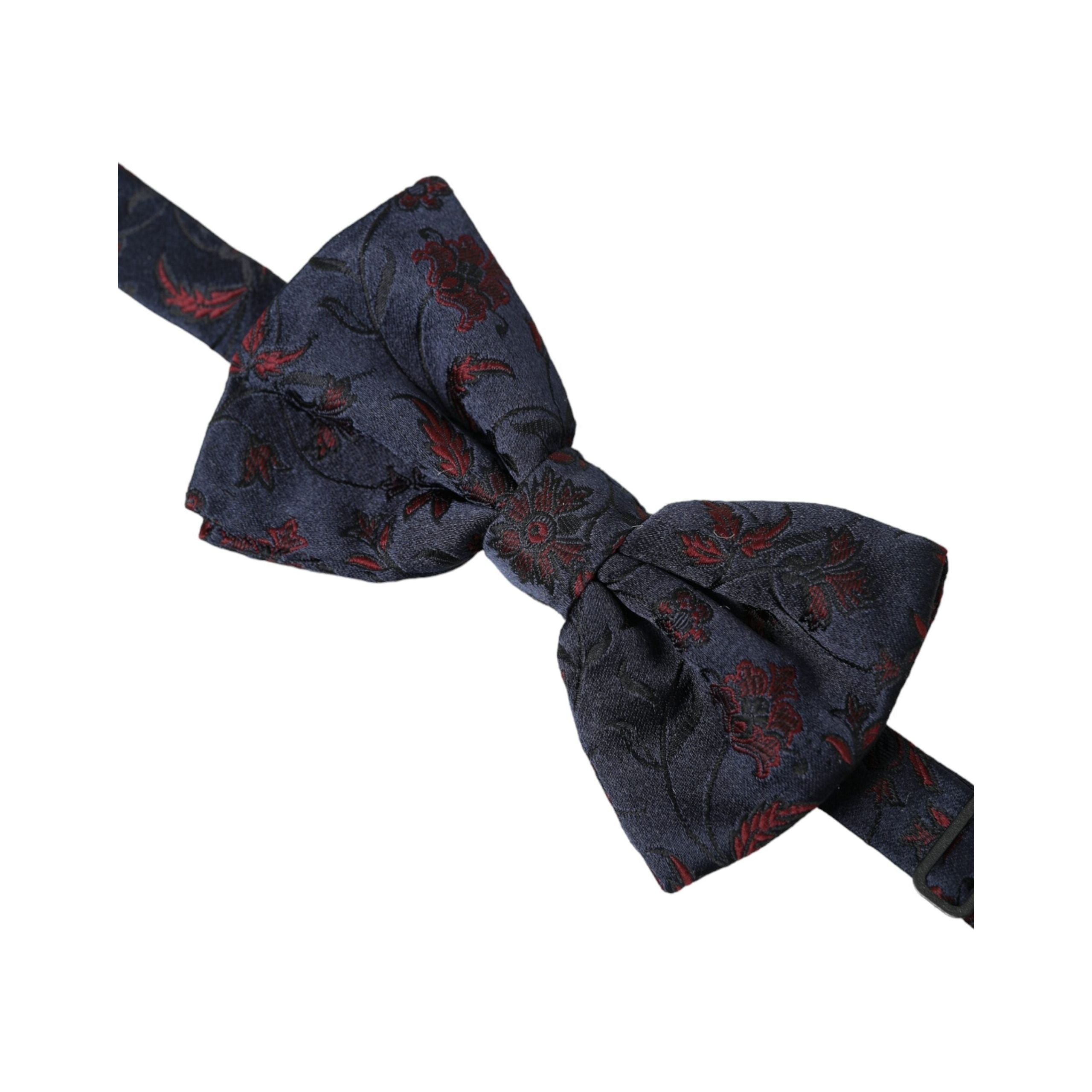 Dolce & Gabbana Blue Floral Brocade Adjustable Neck Bow Tie