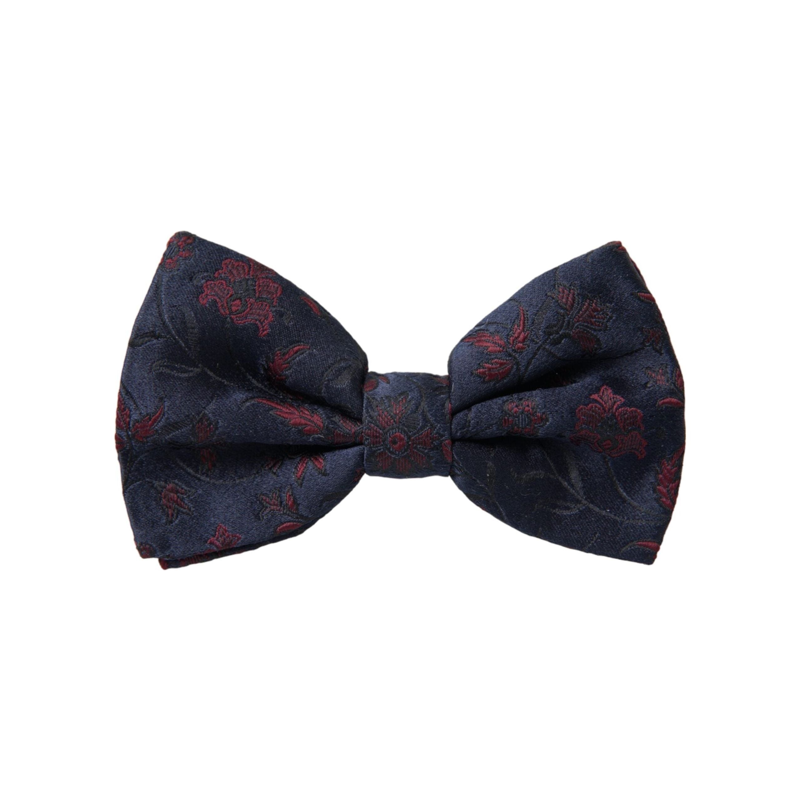Dolce & Gabbana Blue Floral Brocade Adjustable Neck Bow Tie