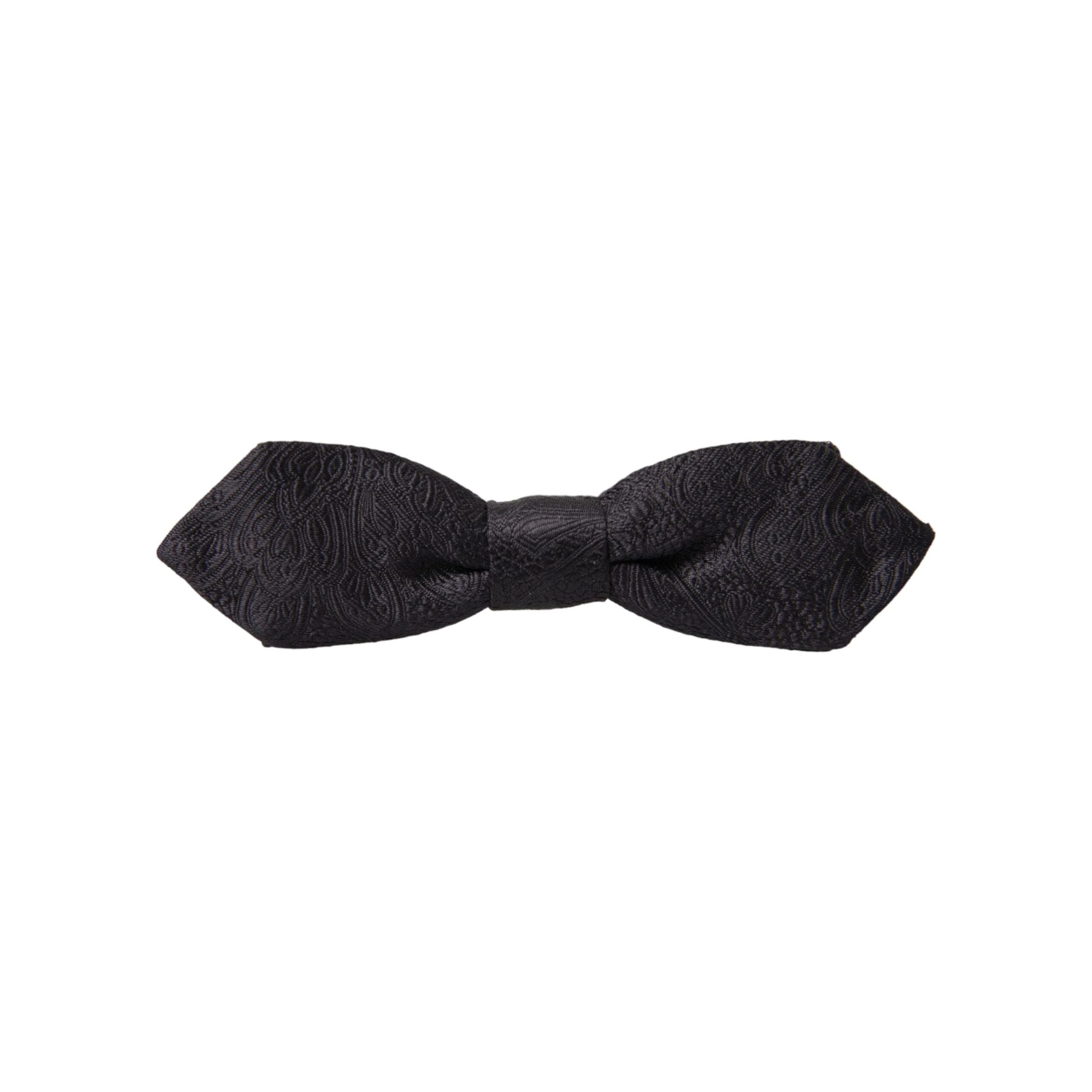Dolce & Gabbana Black Brocade Silk Adjustable Neck Bow Tie