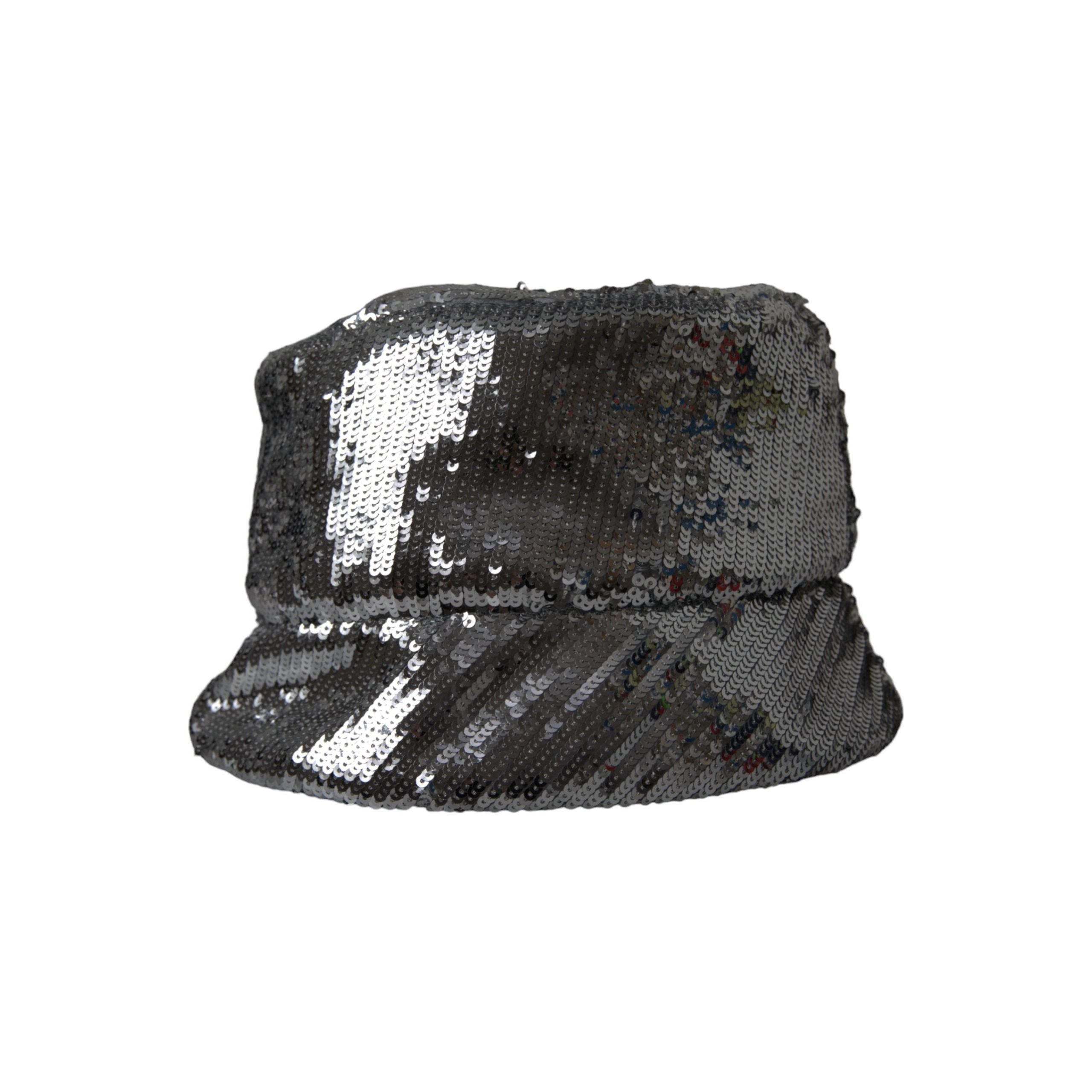 Dolce & Gabbana Silver Sequined Nylon Bucket Hat