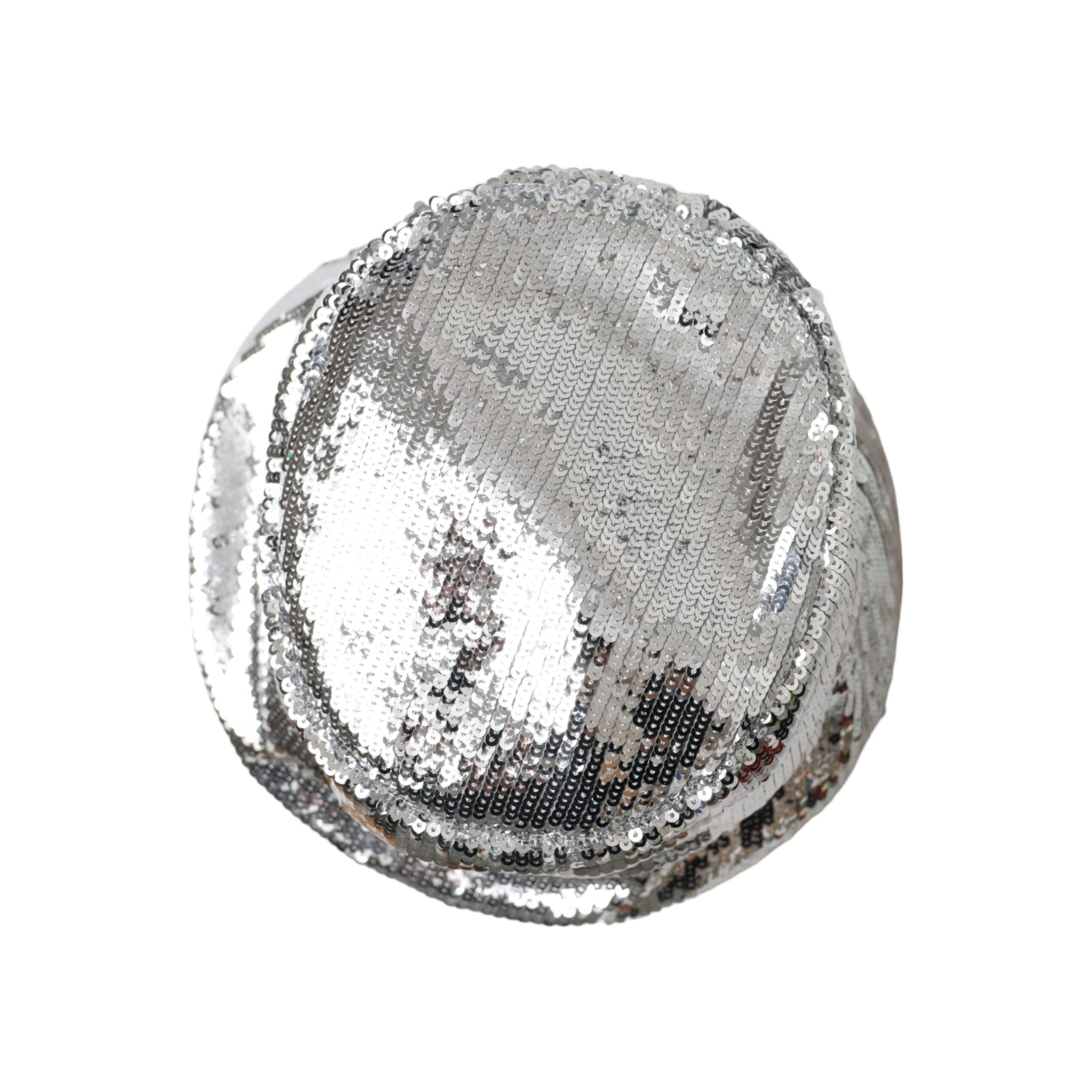 Dolce & Gabbana Silver Sequined Nylon Bucket Hat