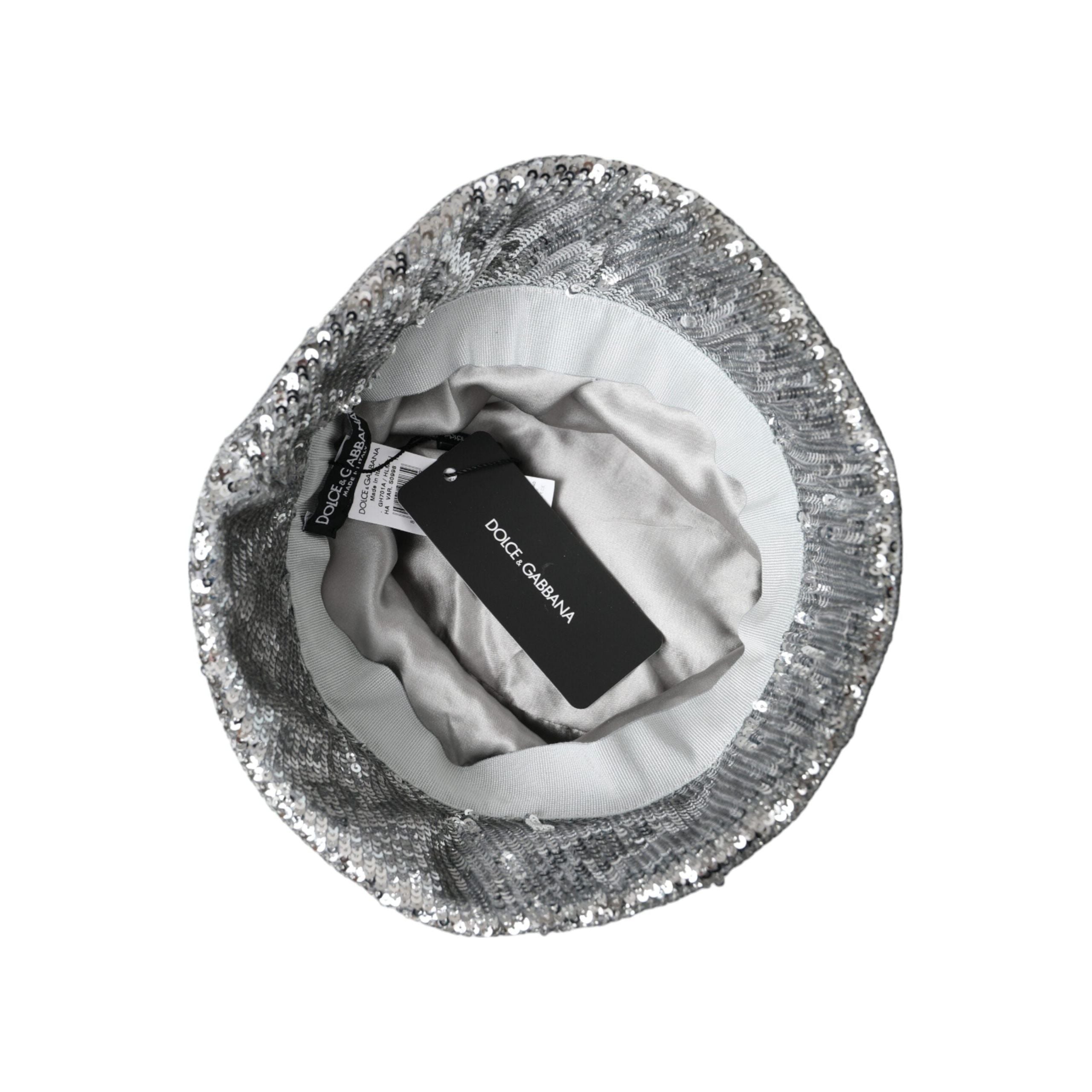 Dolce & Gabbana Silver Sequined Nylon Bucket Hat