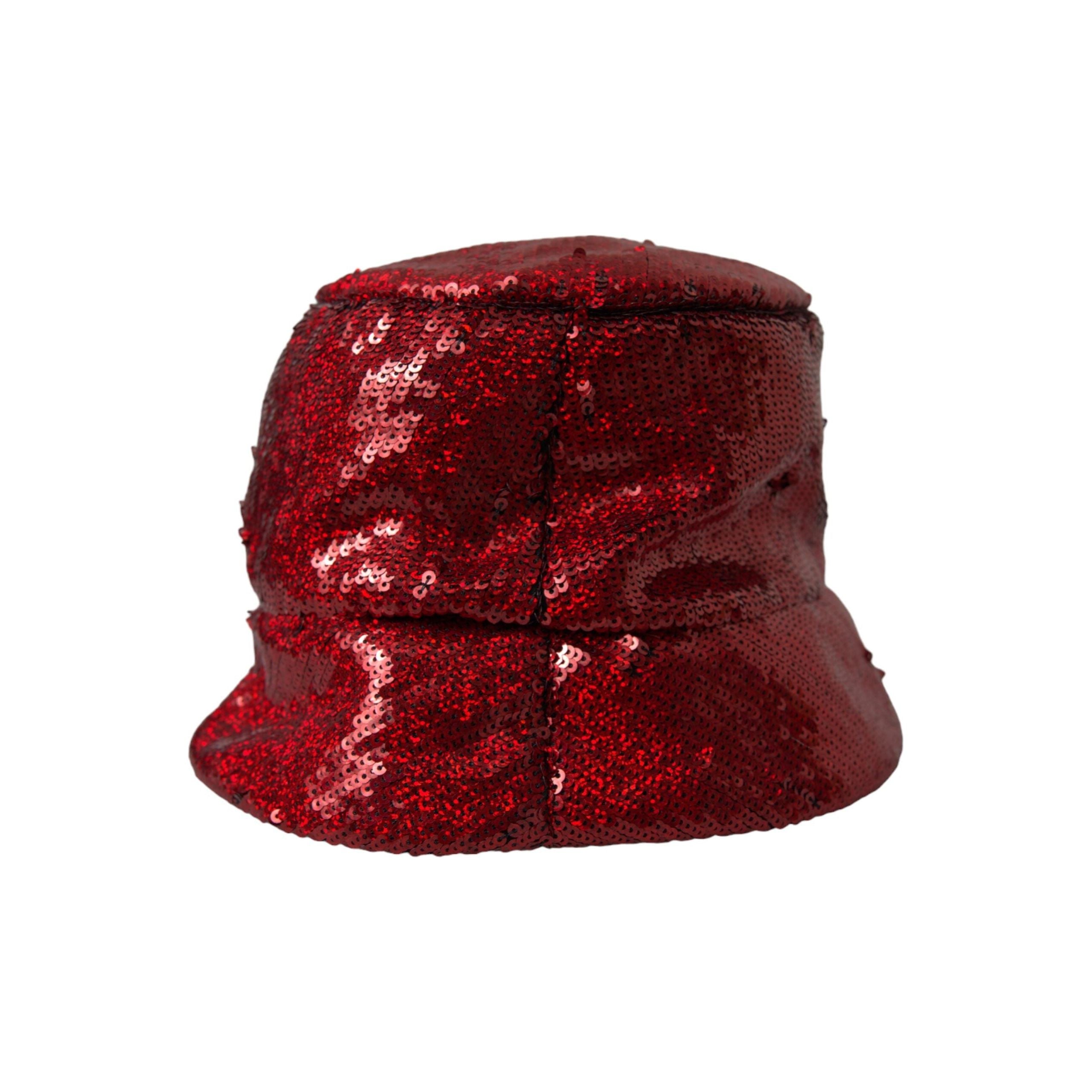 Dolce & Gabbana Red Sequined Nylon Bucket Hat