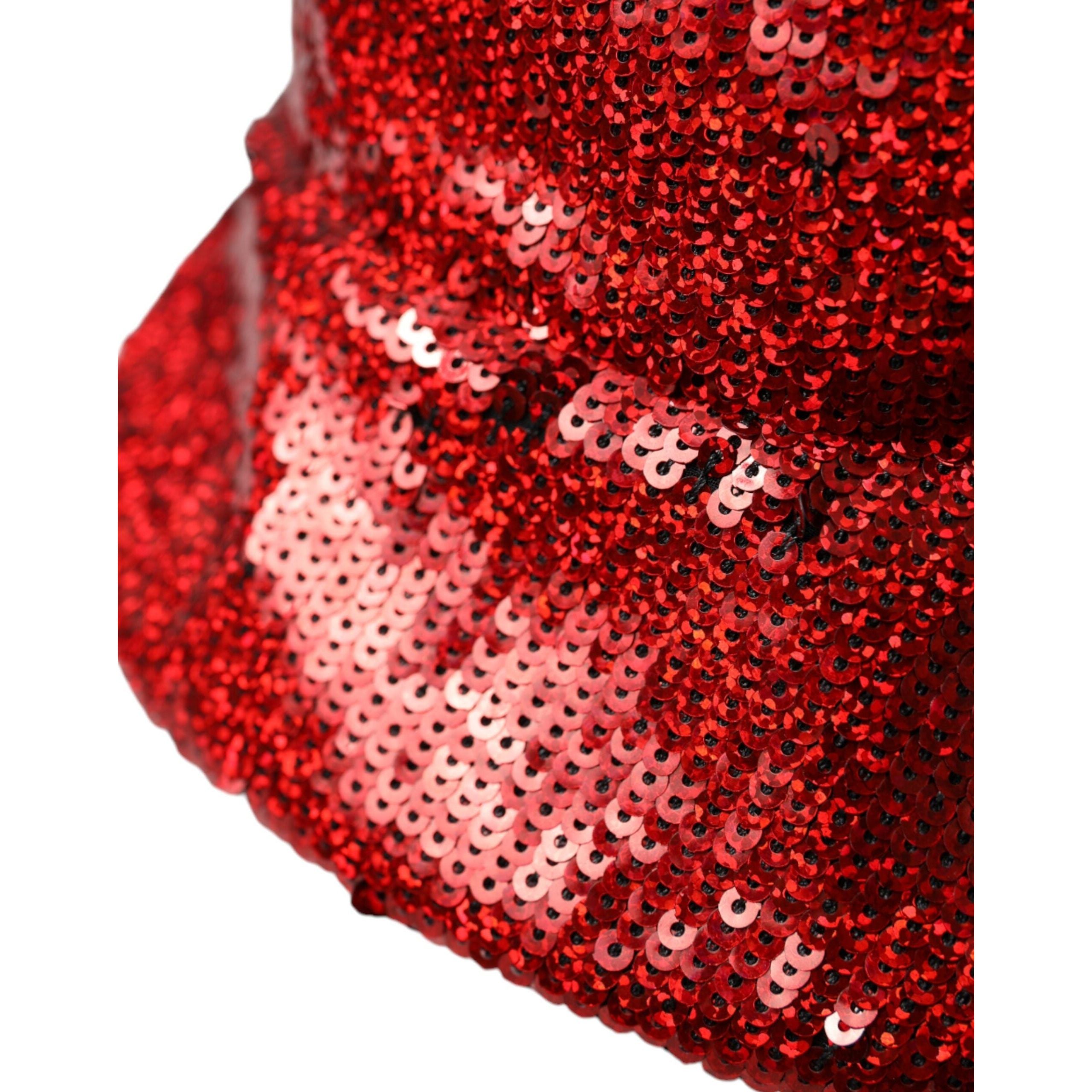 Dolce & Gabbana Red Sequined Nylon Bucket Hat