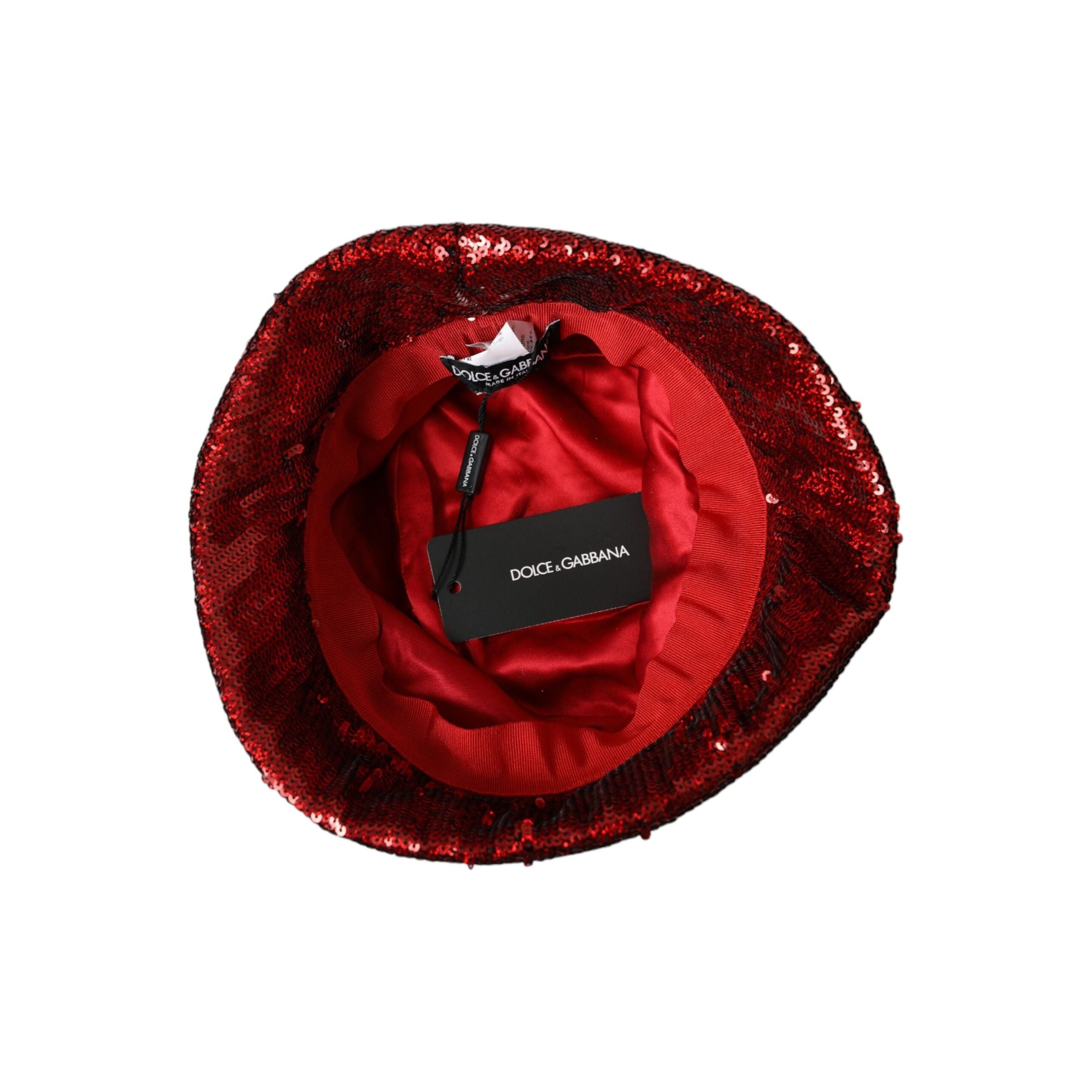 Dolce & Gabbana Red Sequined Nylon Bucket Hat