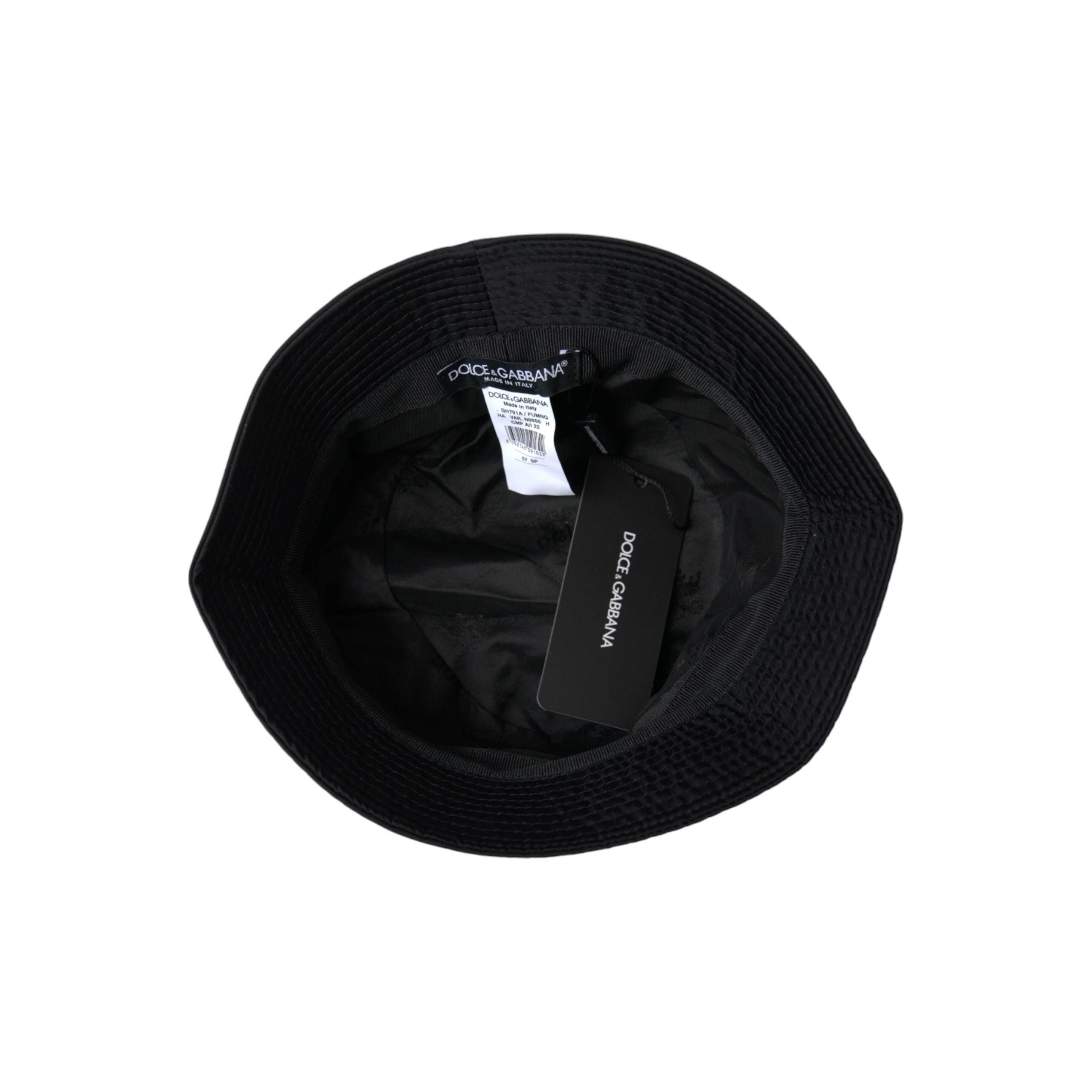 Dolce & Gabbana Black Cotton Wide Brim Bucket Hat