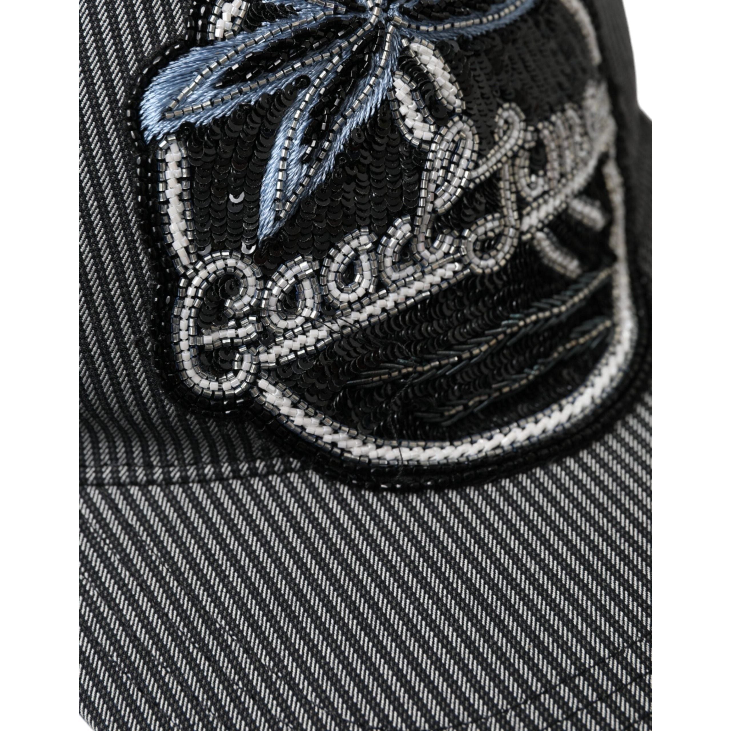 Dolce & Gabbana Black Cotton Embellished Baseball Hat