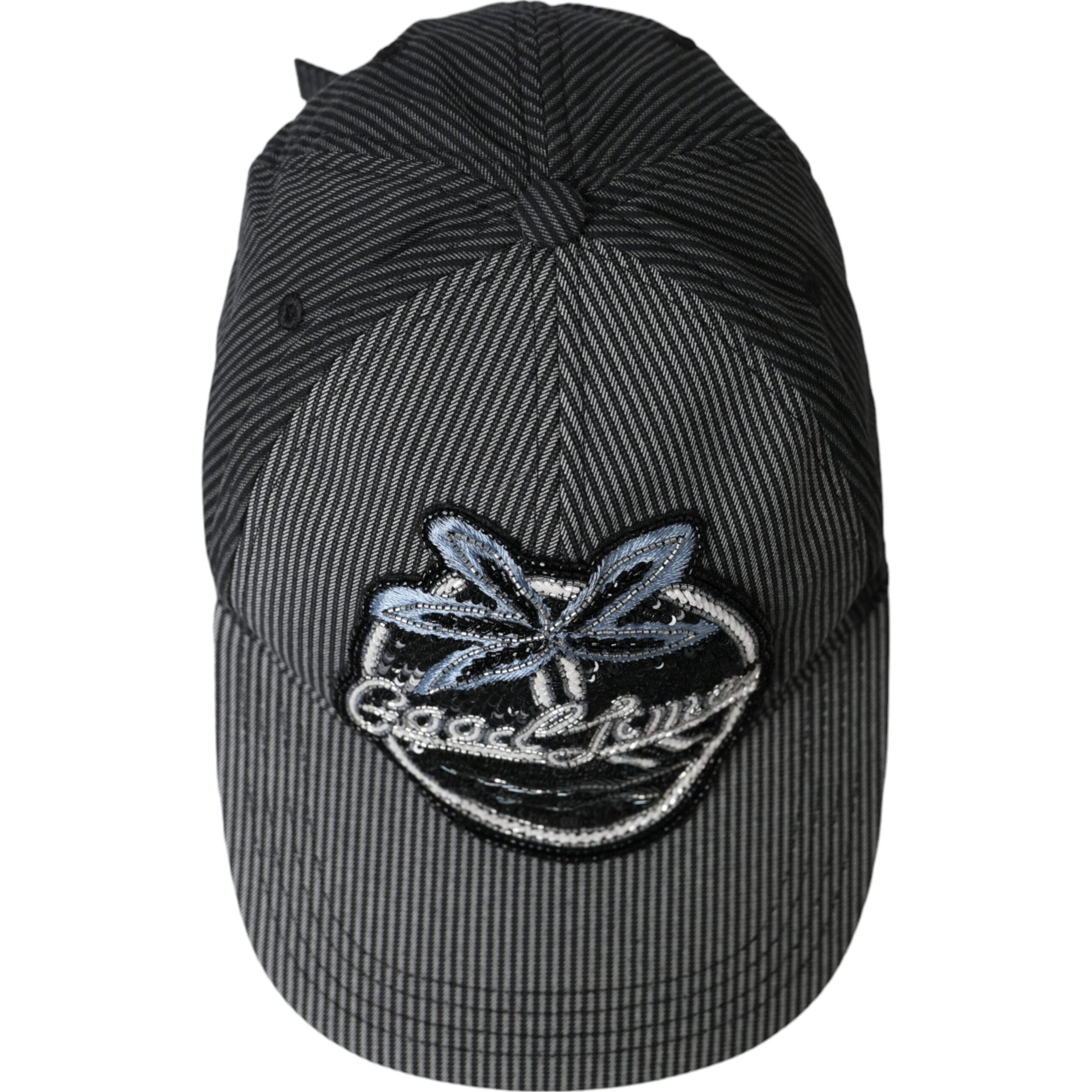Dolce & Gabbana Black Cotton Embellished Baseball Hat