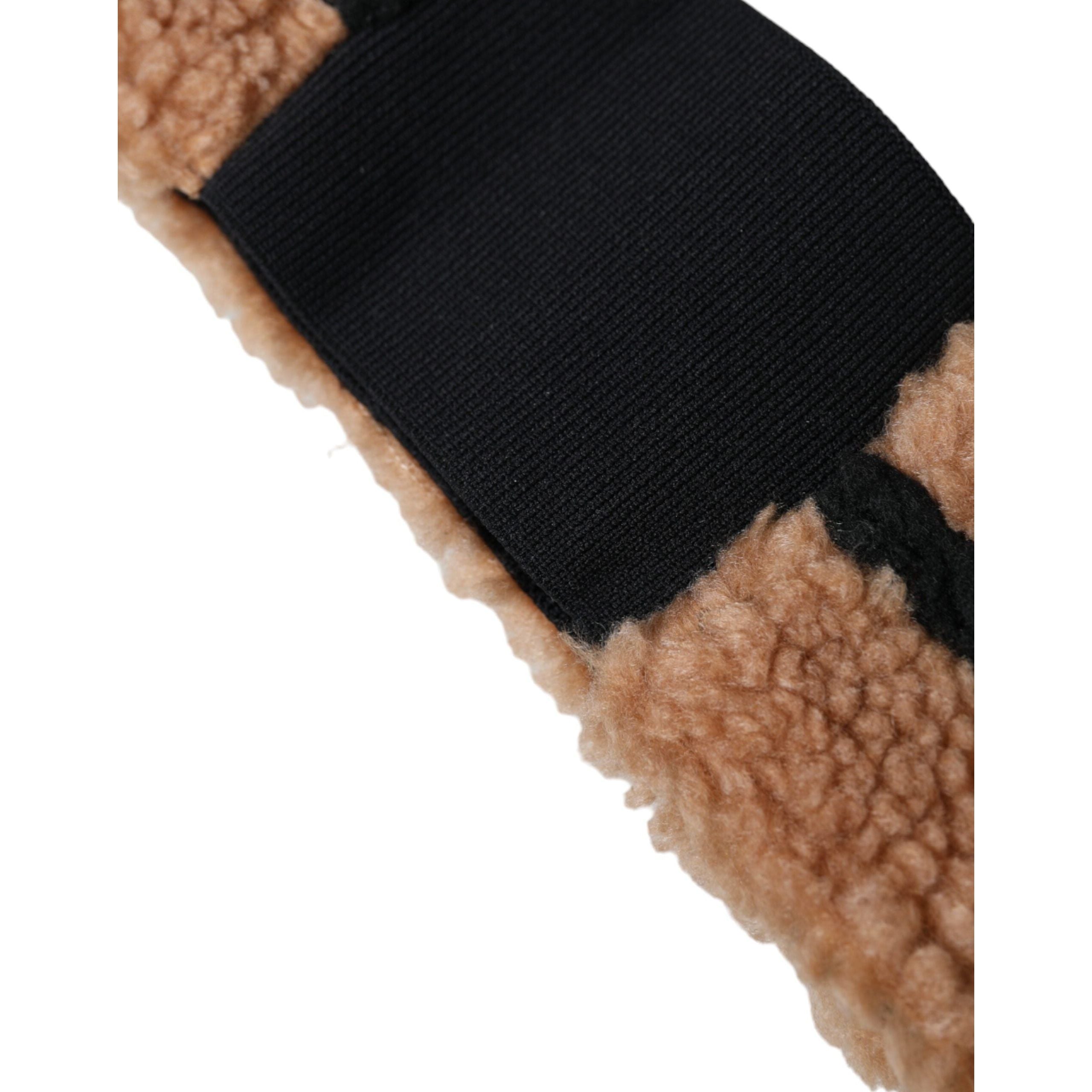 Dolce & Gabbana Brown Black Fleece Wool Head Band Hat