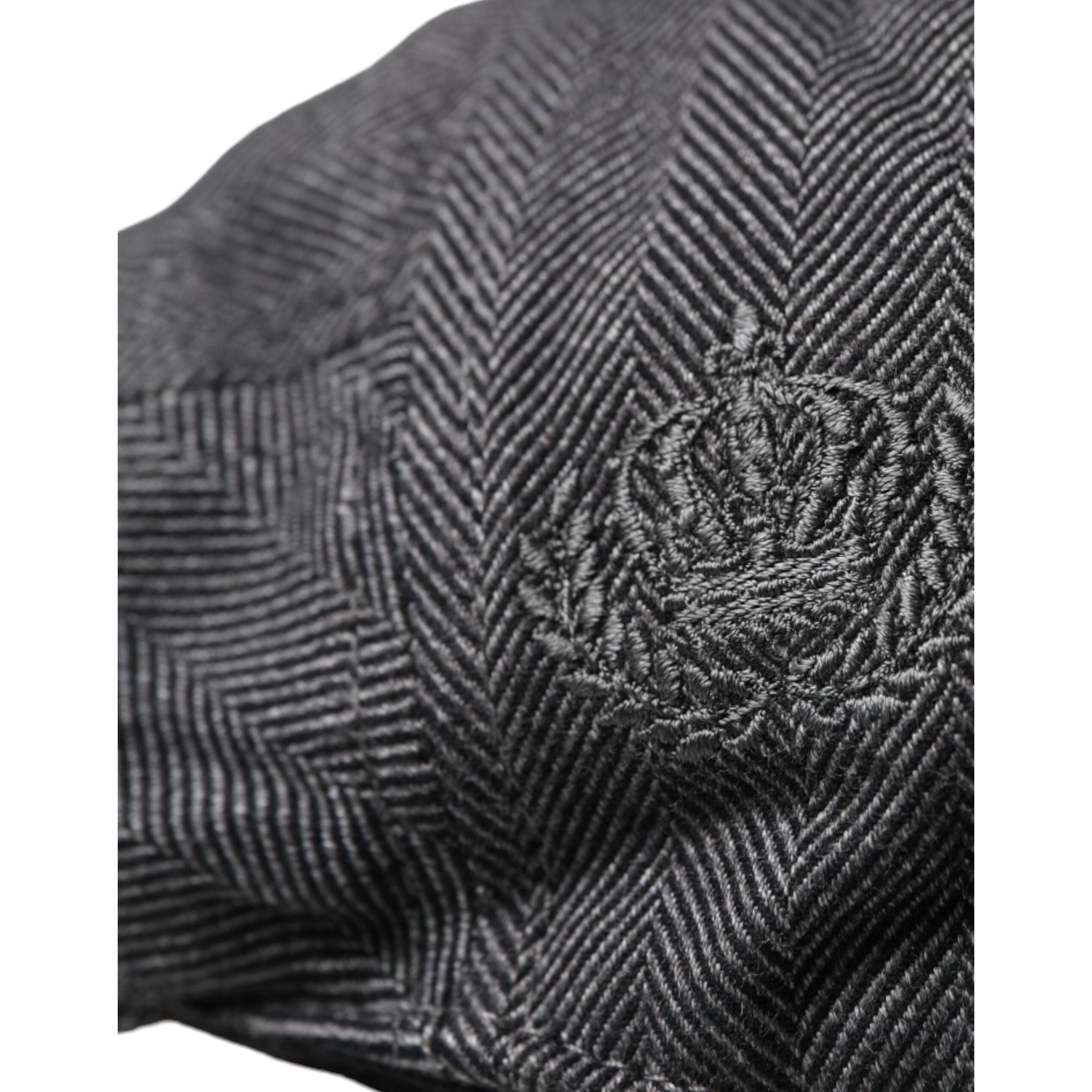 Dolce & Gabbana Gray Herringbone Wool Newsboy Hat