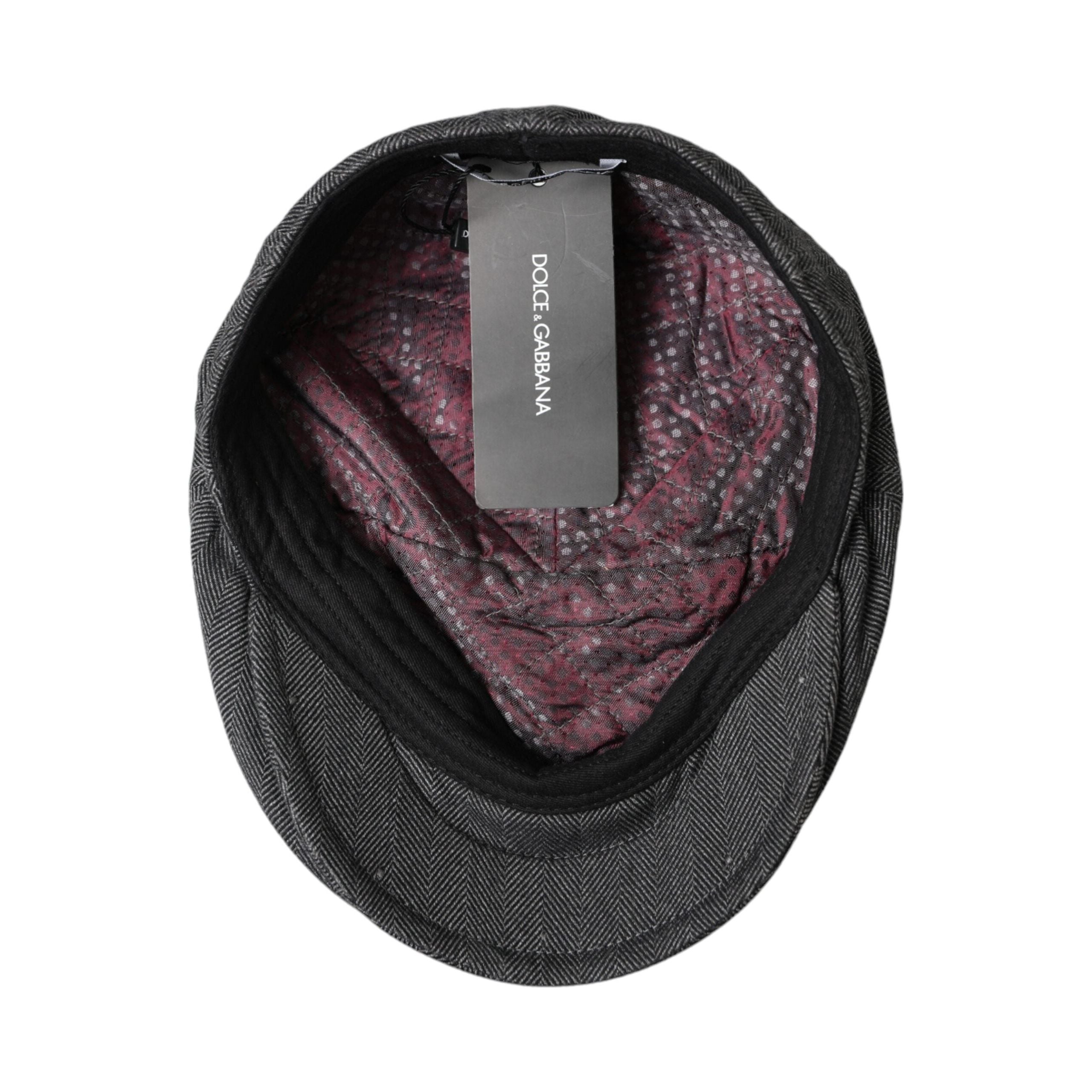 Dolce & Gabbana Gray Herringbone Wool Newsboy Hat