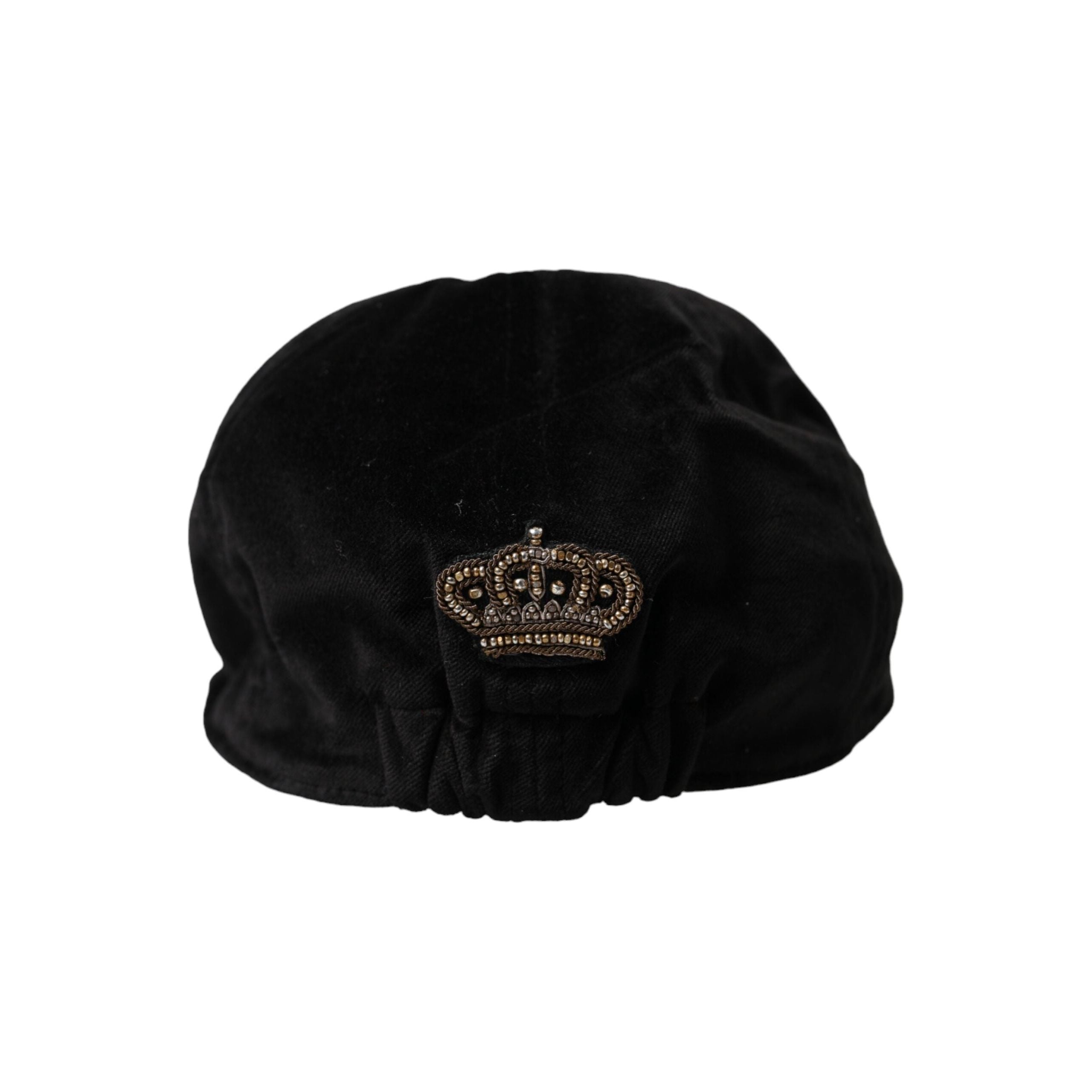 Dolce & Gabbana Black Crown Cotton Newsboy Hat