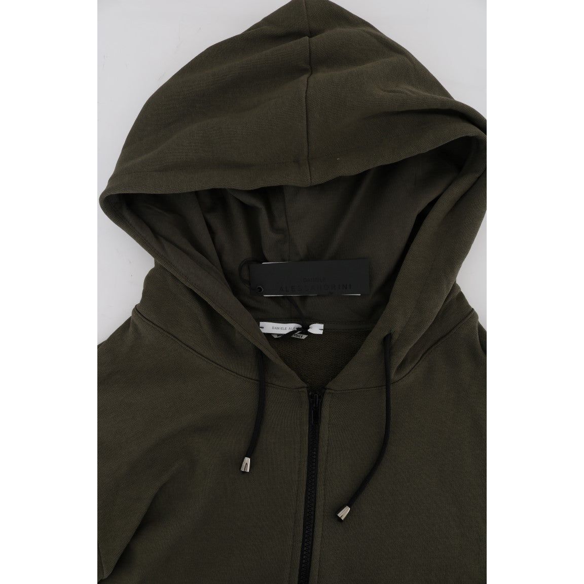 Daniele Alessandrini Green Cotton Full Zip Hooded Sweater