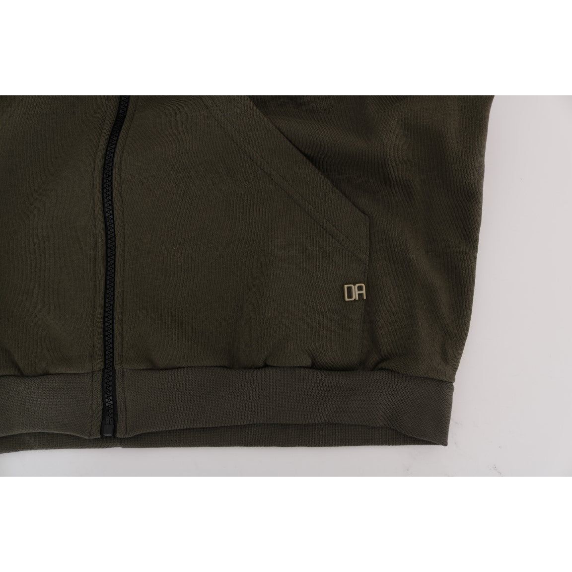 Daniele Alessandrini Green Cotton Full Zip Hooded Sweater