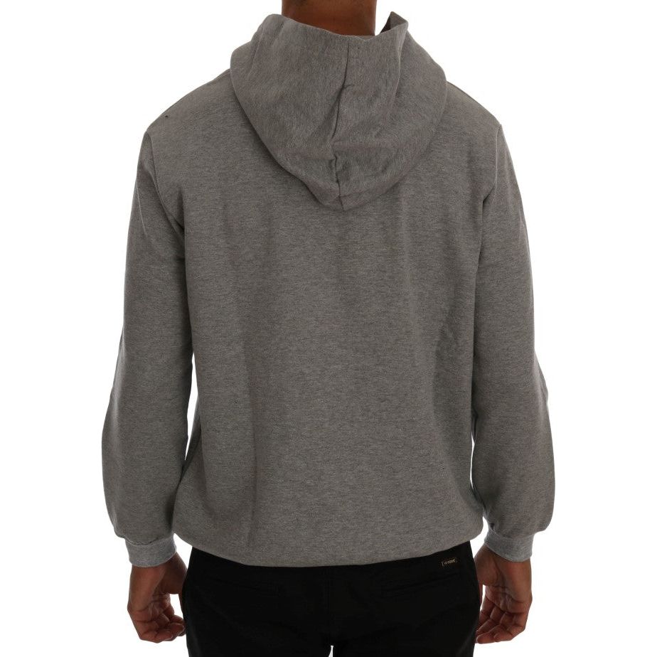 Daniele Alessandrini Gray Cotton Hooded Sweater