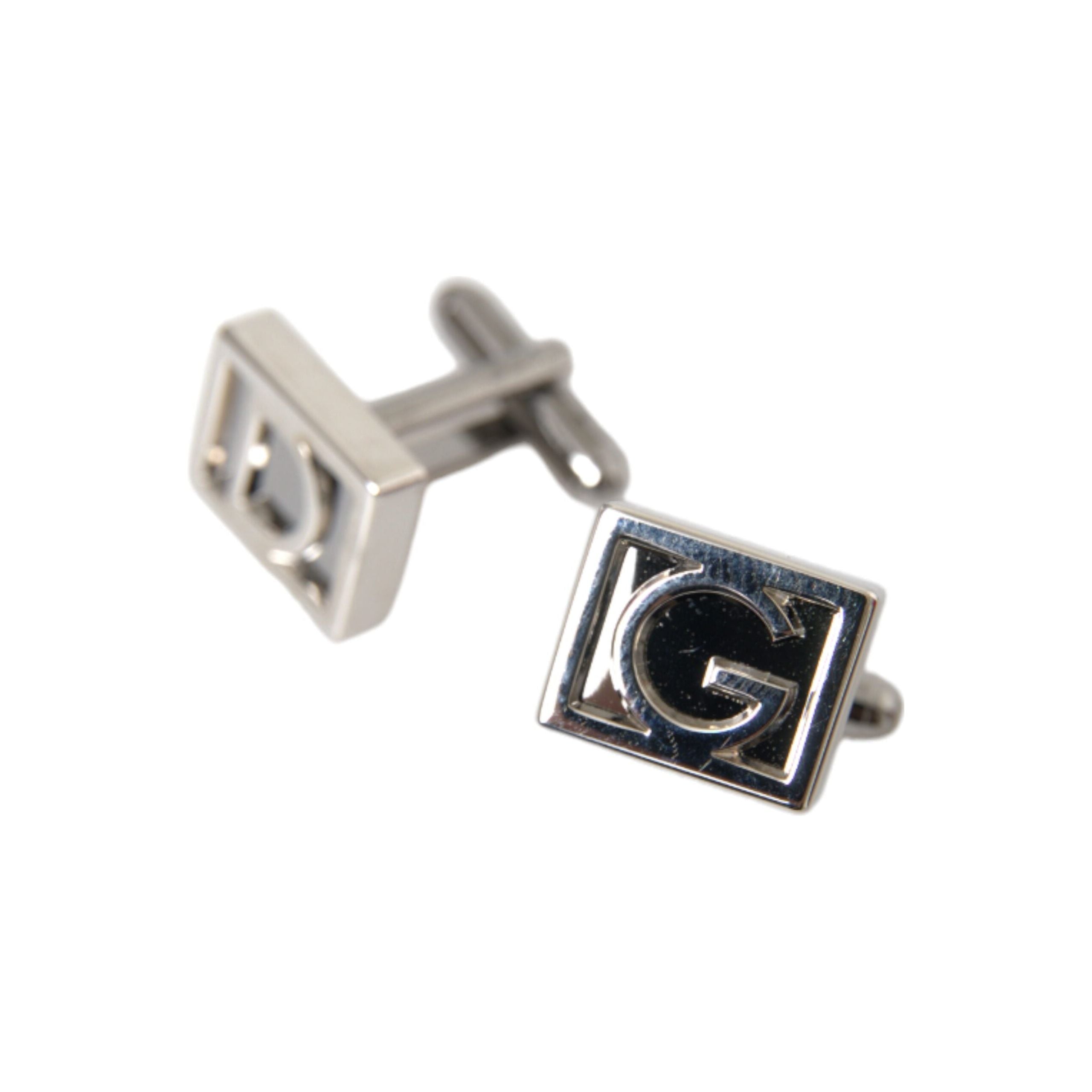 Dolce & Gabbana Silver Plated Metal Brass DG Logo Cufflinks