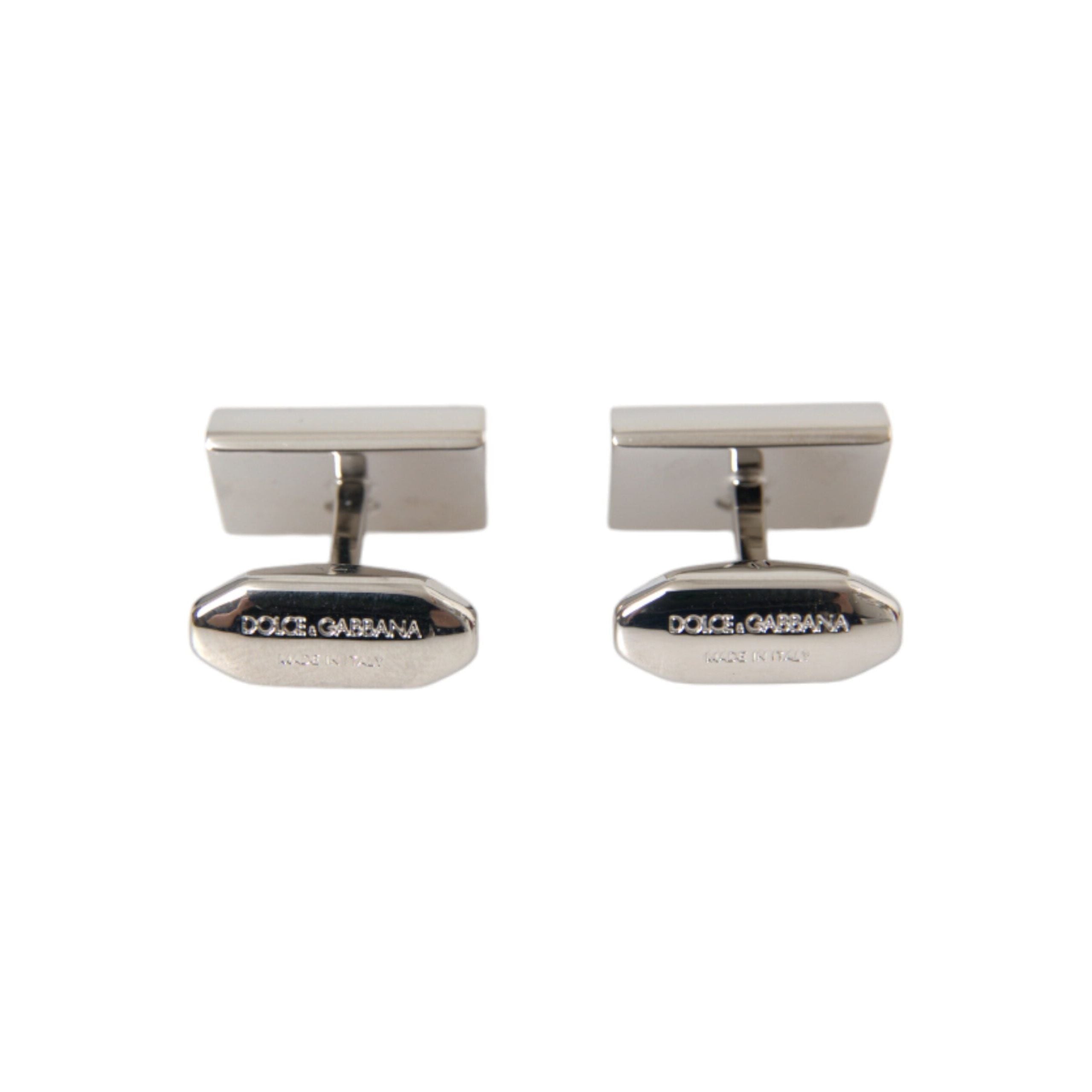 Dolce & Gabbana Silver Plated Metal Brass DG Logo Cufflinks