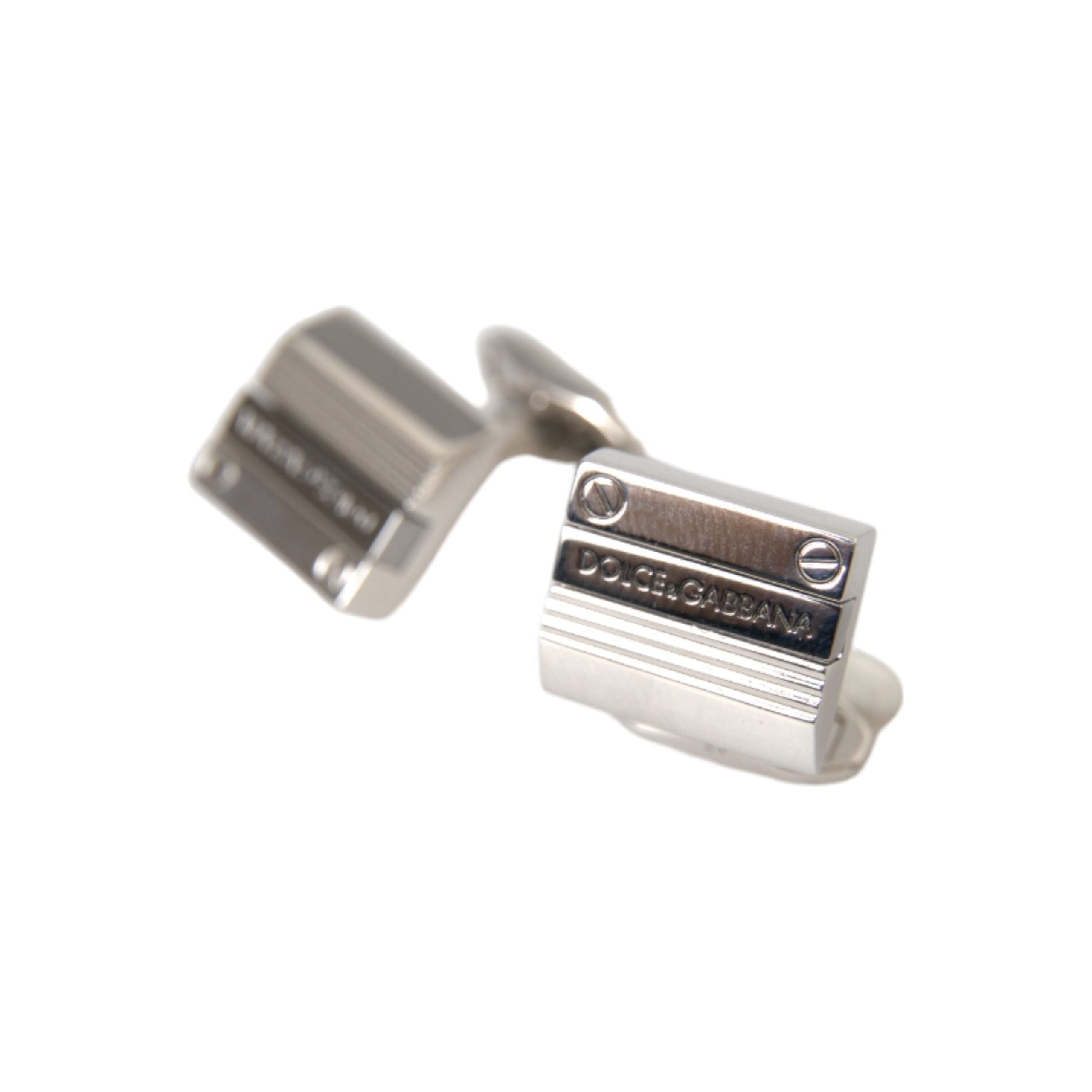 Dolce & Gabbana Silver Plated Metal Brass DG Logo Cufflinks
