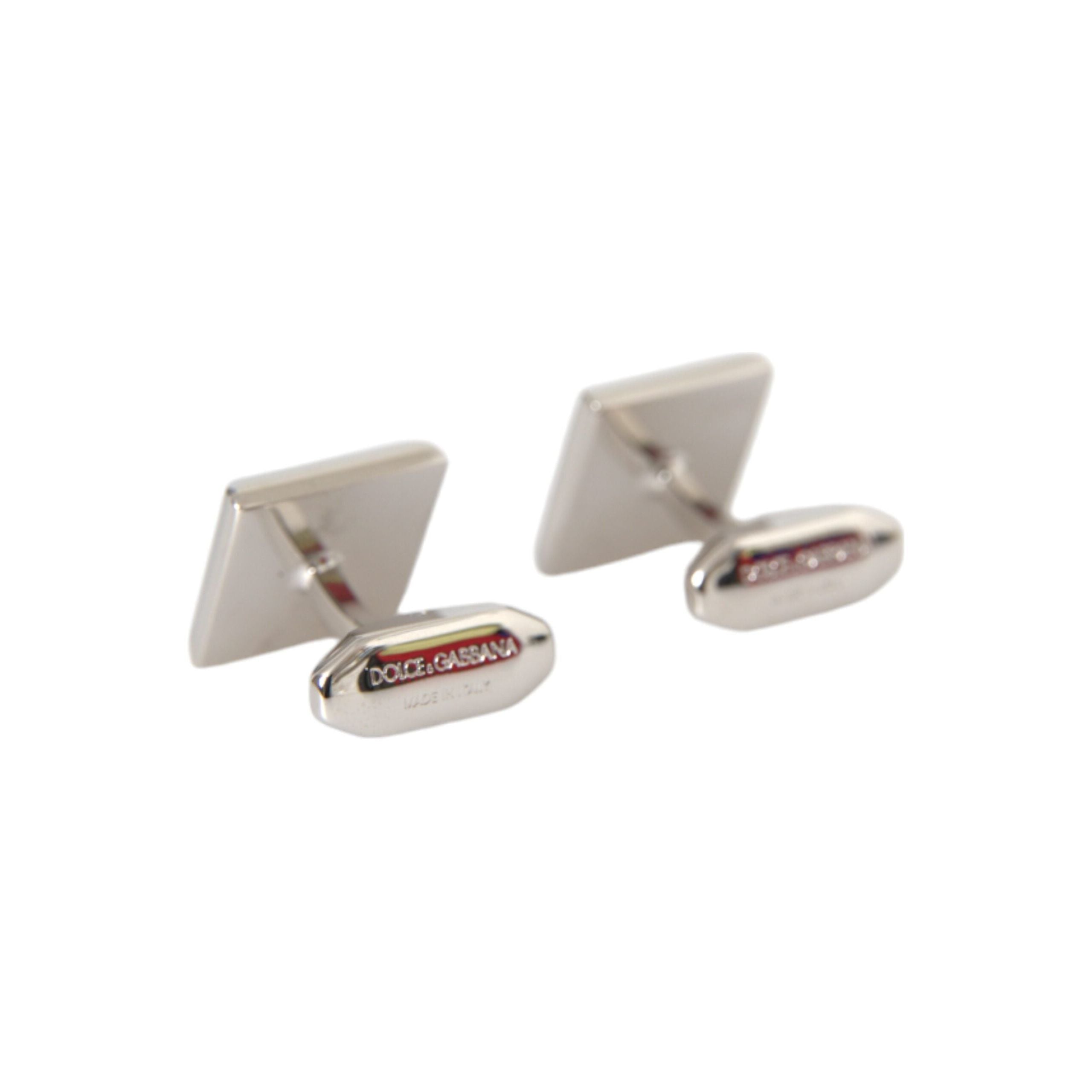 Dolce & Gabbana Silver Plated Brass Crystal Cufflinks