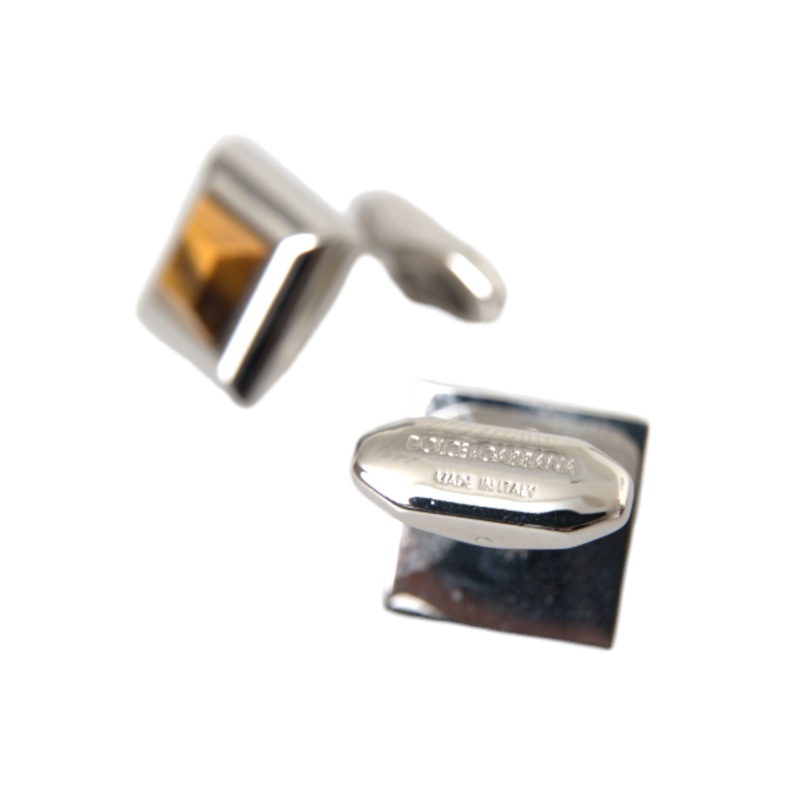 Dolce & Gabbana Silver Plated Brass Crystal Cufflinks