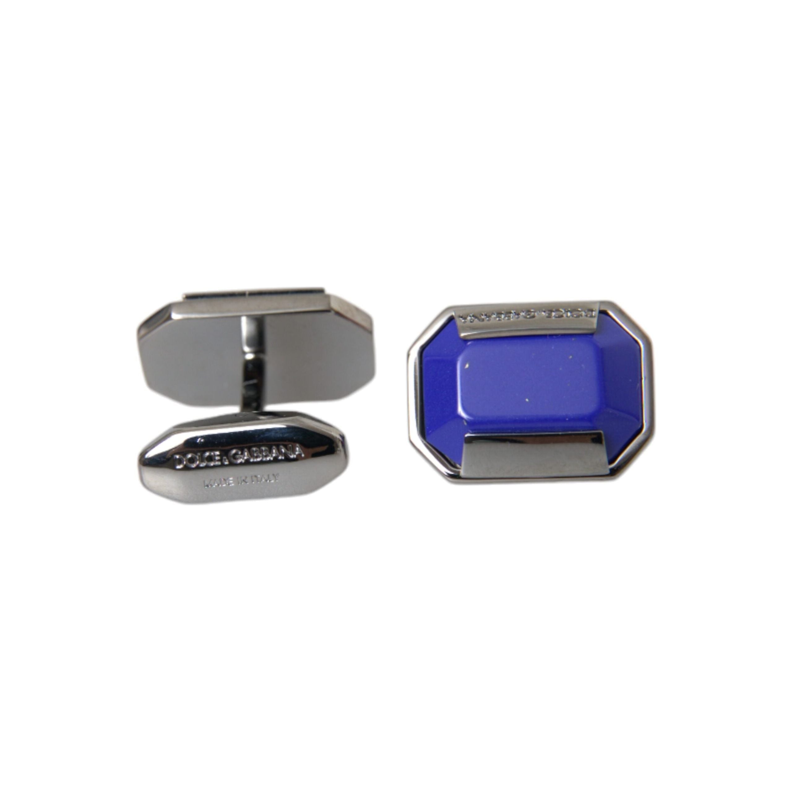 Dolce & Gabbana Silver Plated Brass Pin Crystal Cufflinks