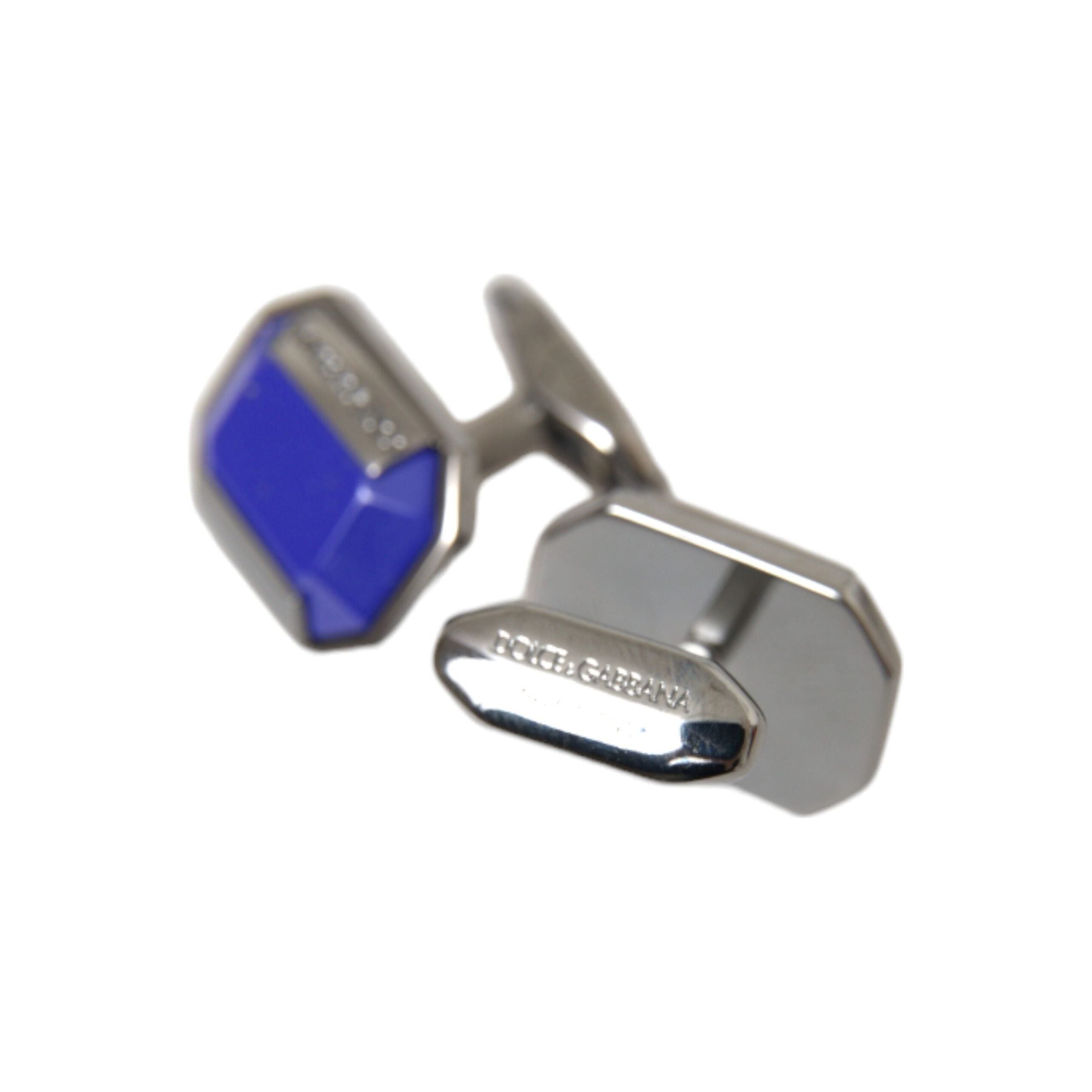 Dolce & Gabbana Silver Plated Brass Pin Crystal Cufflinks