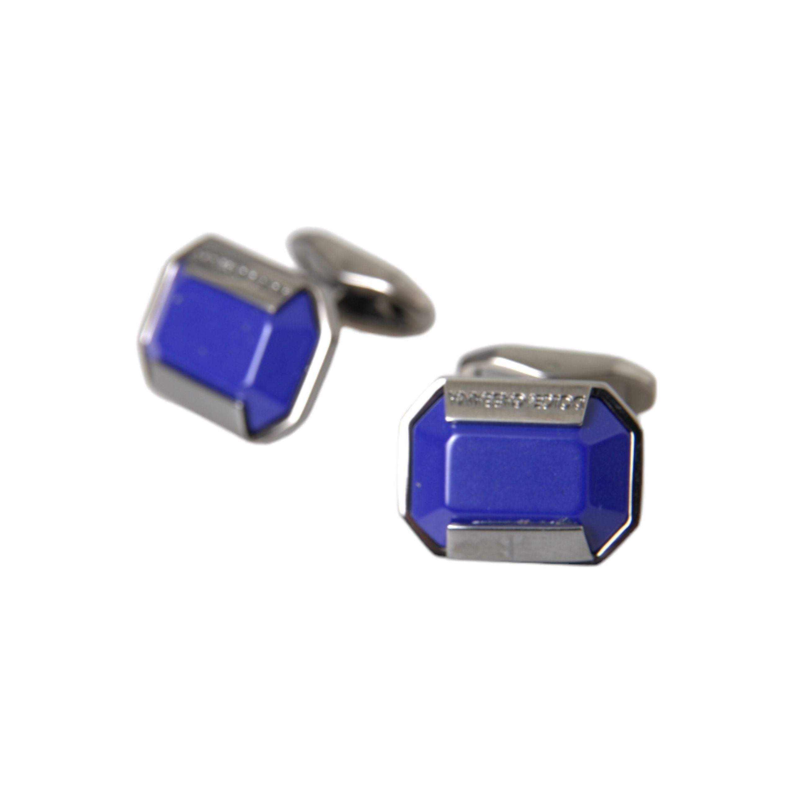 Dolce & Gabbana Silver Plated Brass Pin Crystal Cufflinks