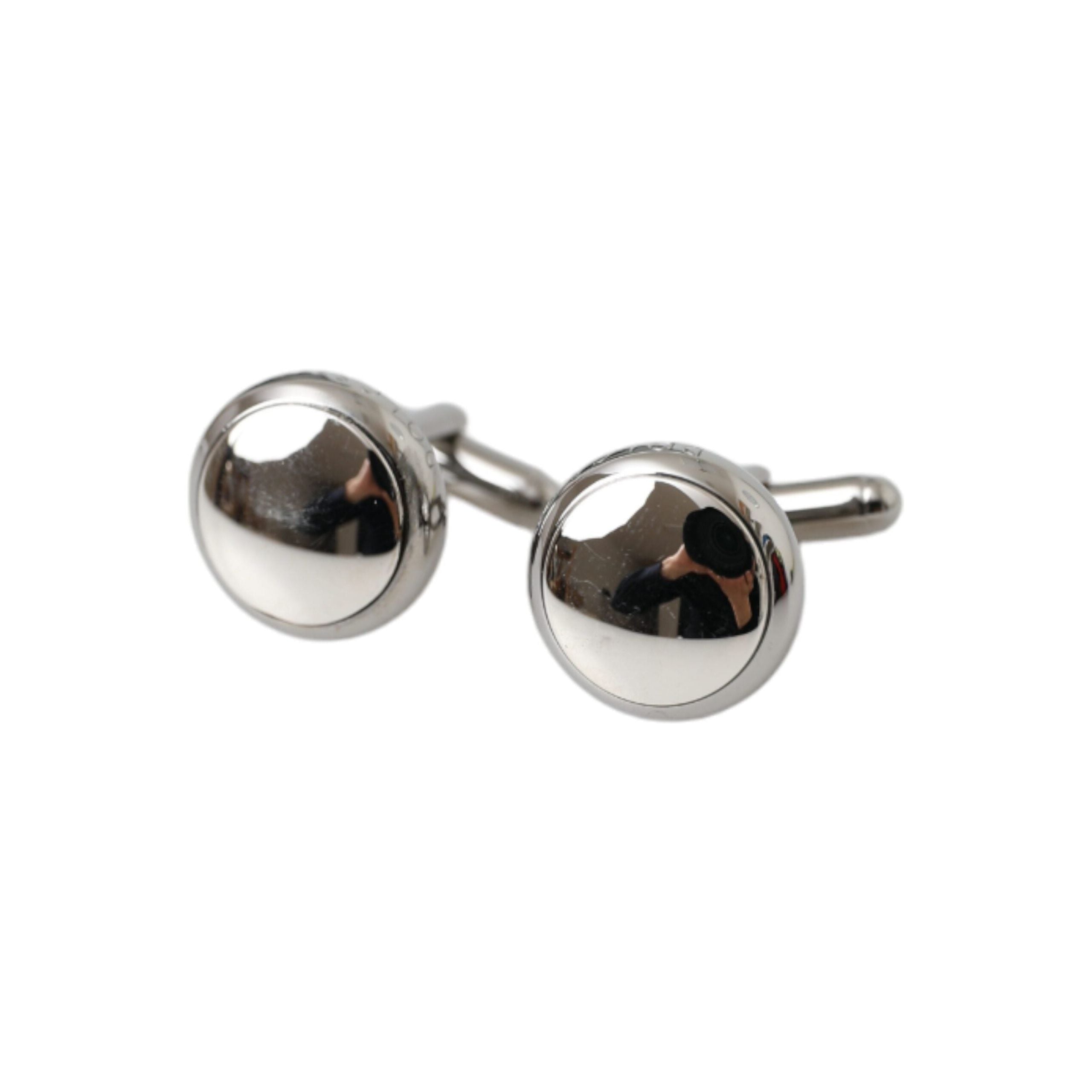 Dolce & Gabbana Silver Plated Brass Round Pin Cufflinks
