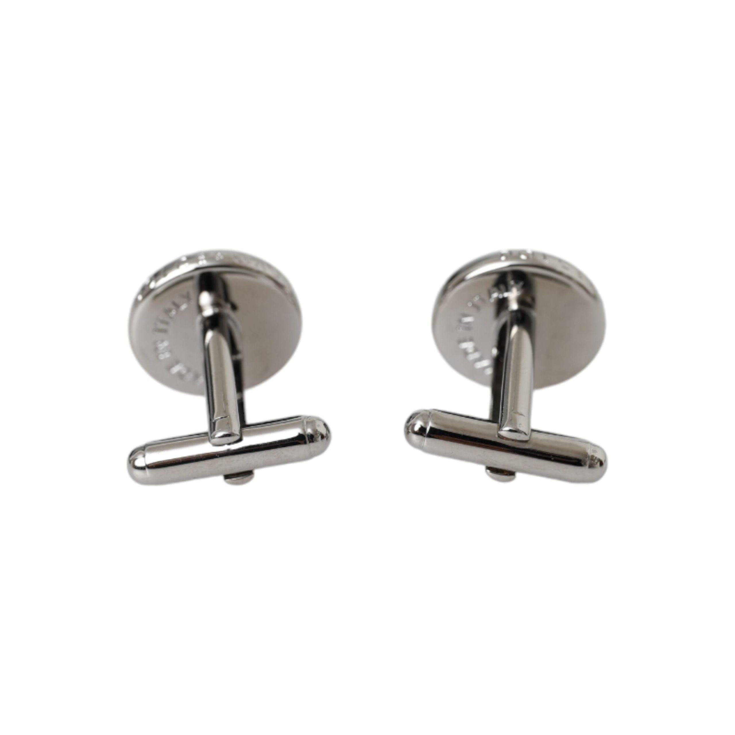 Dolce & Gabbana Silver Plated Brass Round Pin Cufflinks