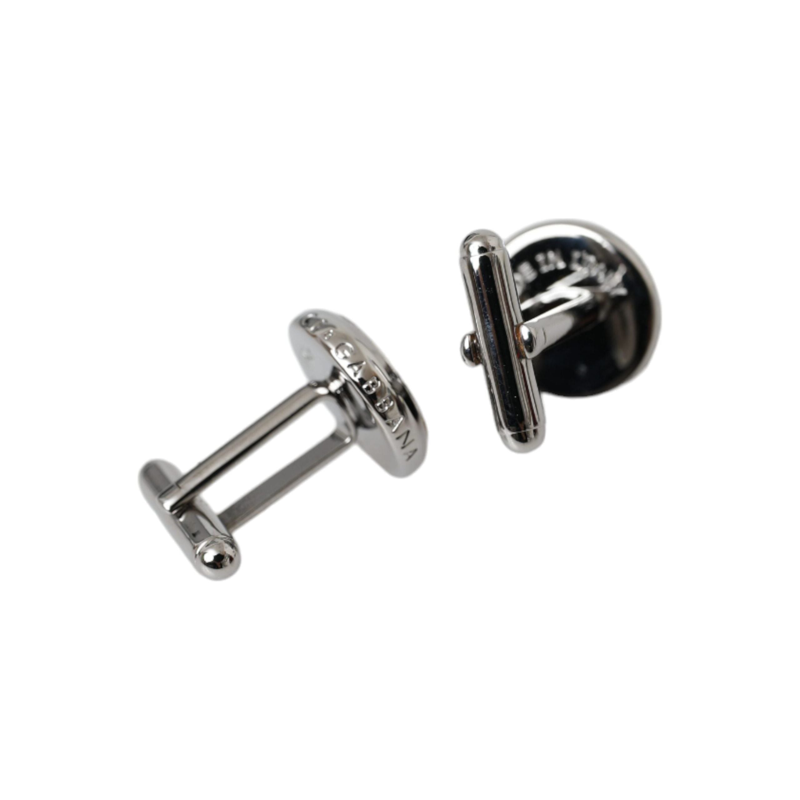 Dolce & Gabbana Silver Plated Brass Round Pin Cufflinks