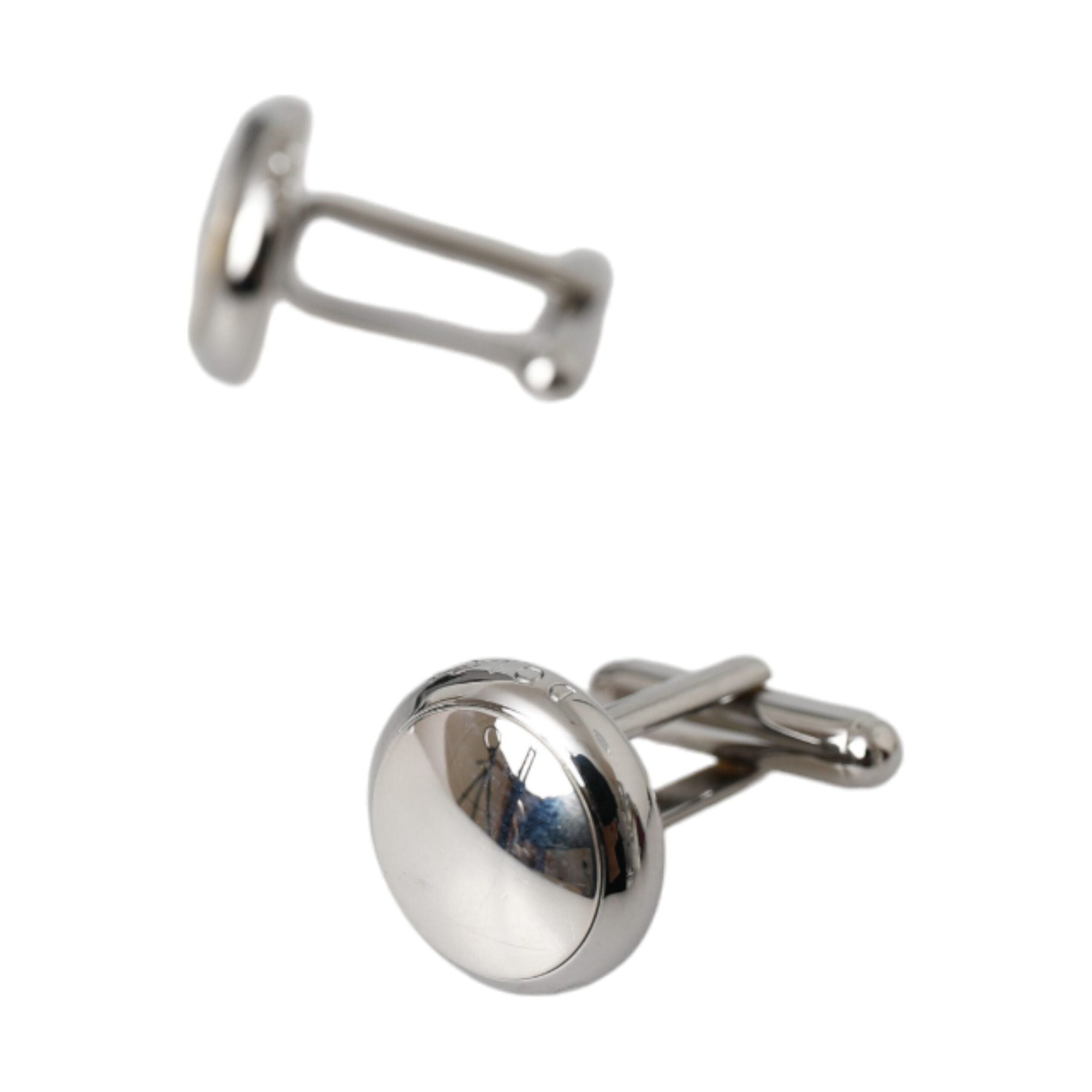 Dolce & Gabbana Silver Plated Brass Round Pin Cufflinks