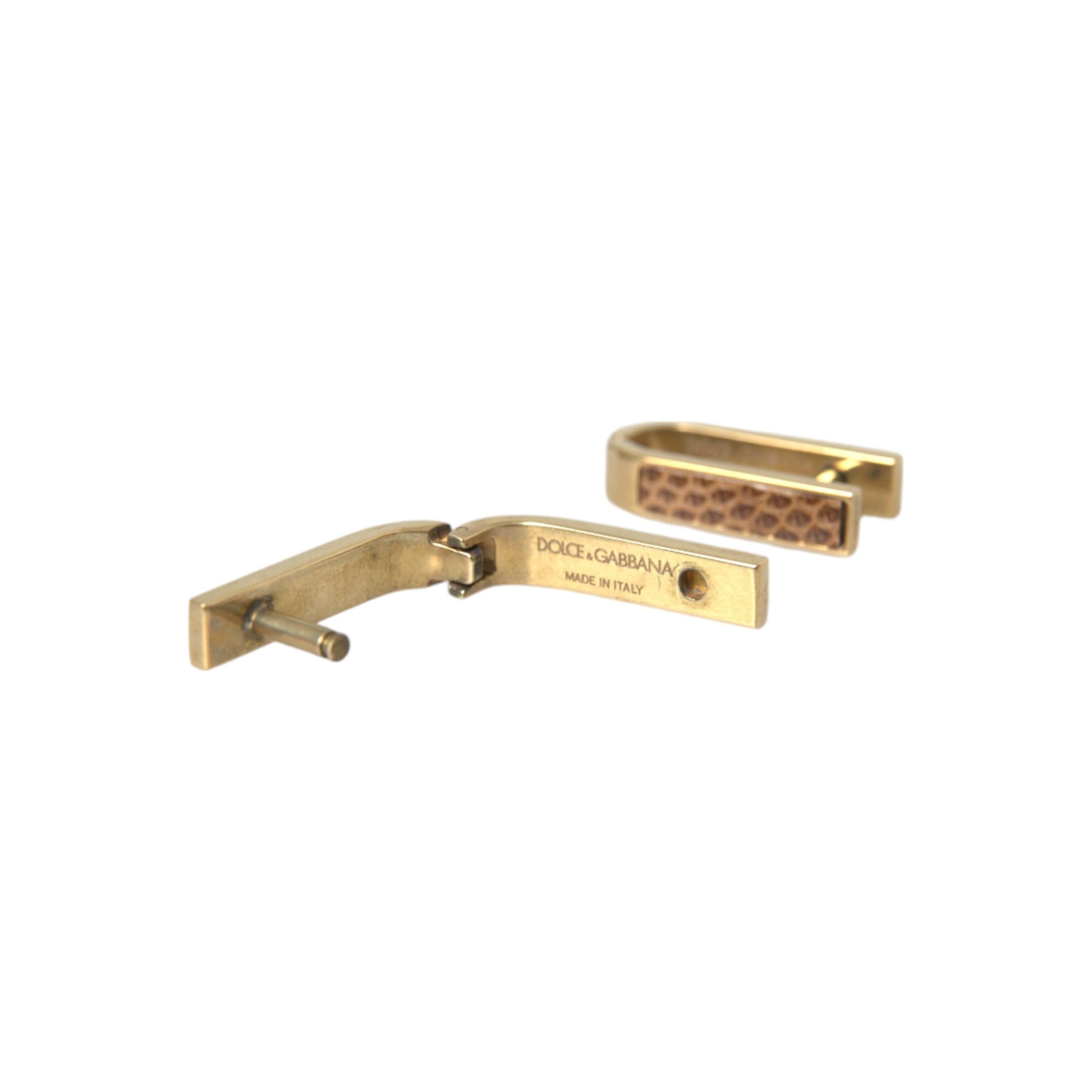 Dolce & Gabbana Gold Plated Metal Brass Pin Cufflinks