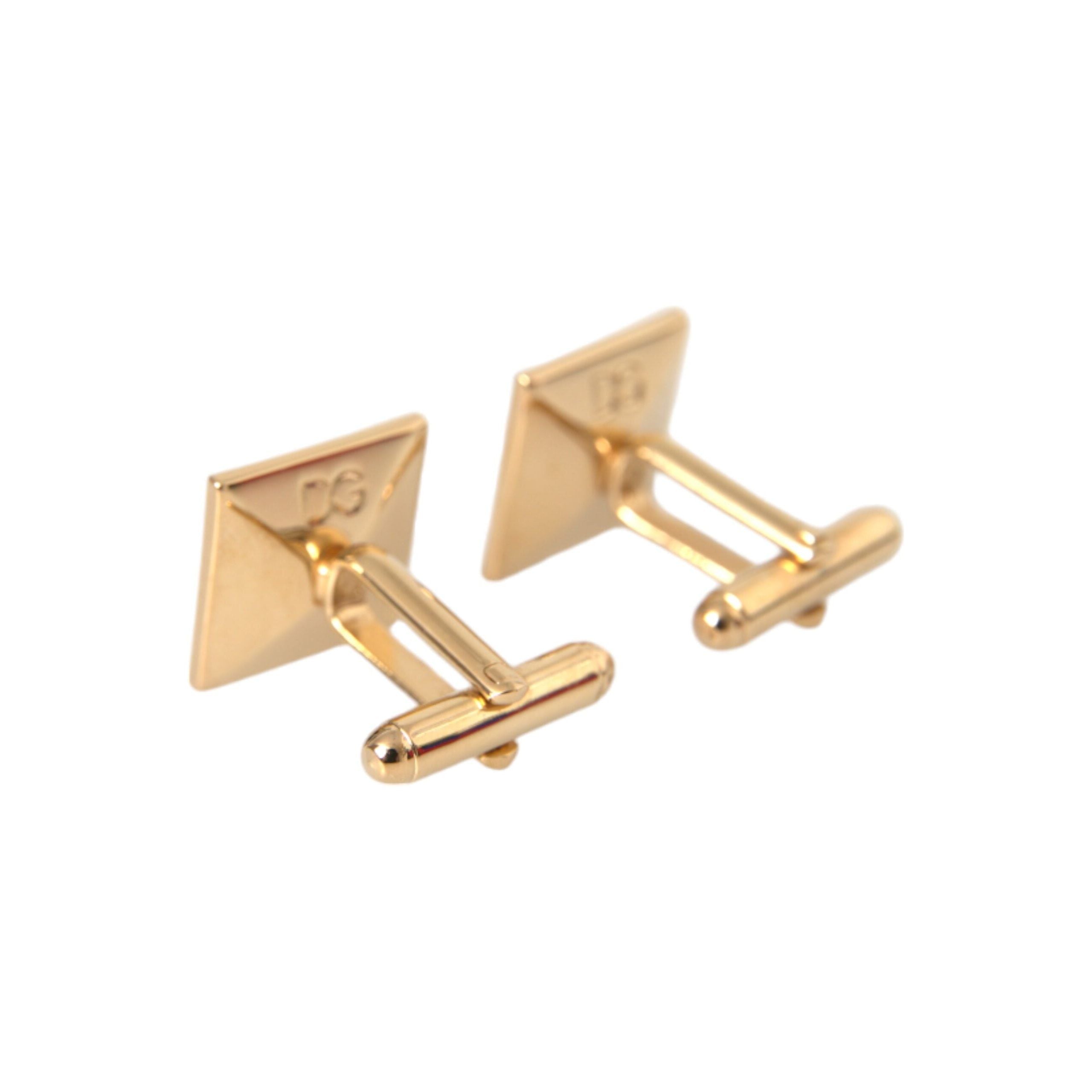 Dolce & Gabbana Gold Plated Brass Crystal Square Cufflinks