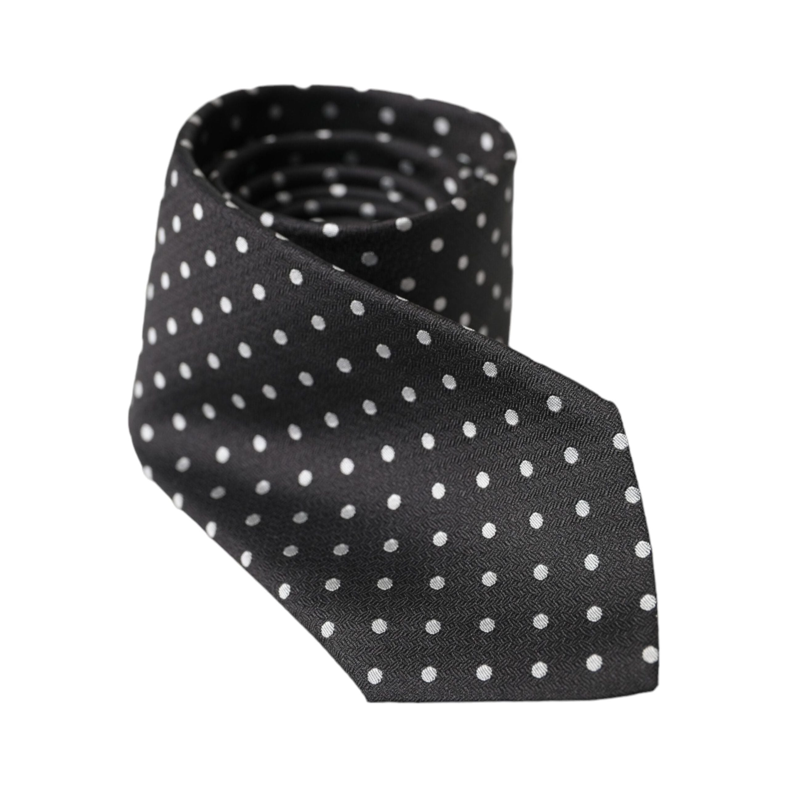 Dolce & Gabbana Black White Polka Dots Silk Necktie Mask