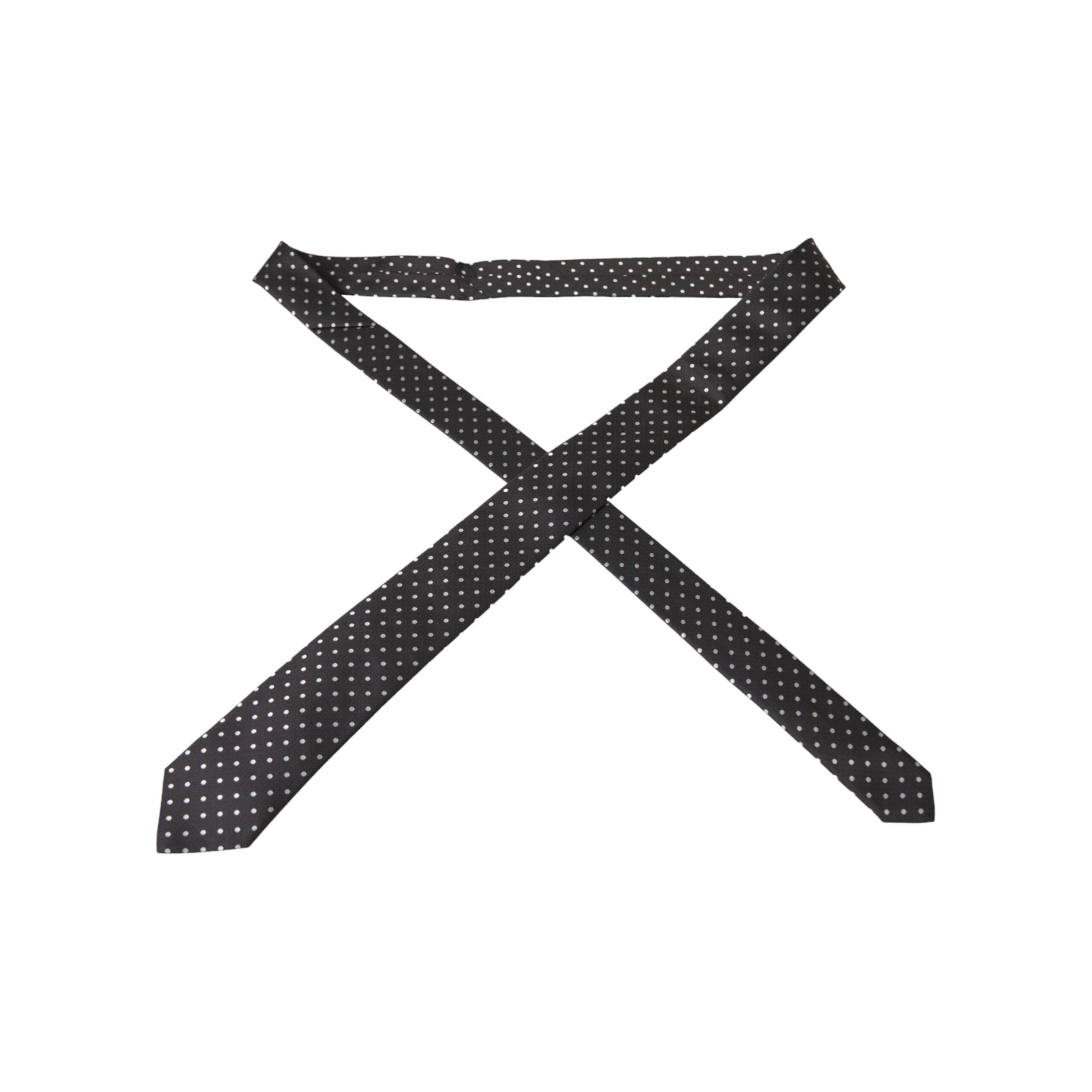 Dolce & Gabbana Black White Polka Dots Silk Necktie Mask