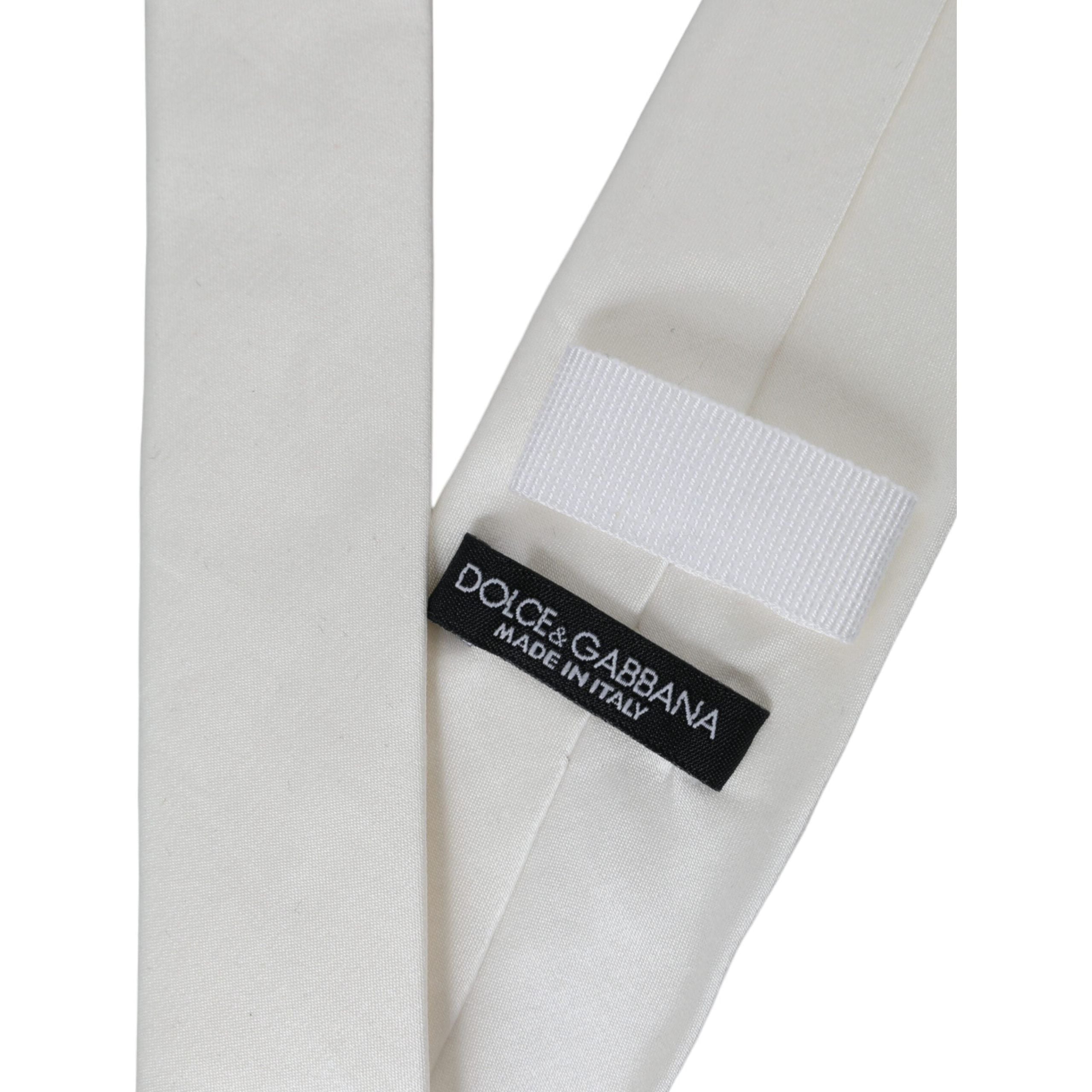 Dolce & Gabbana White Silk Blend Adjustable Tie