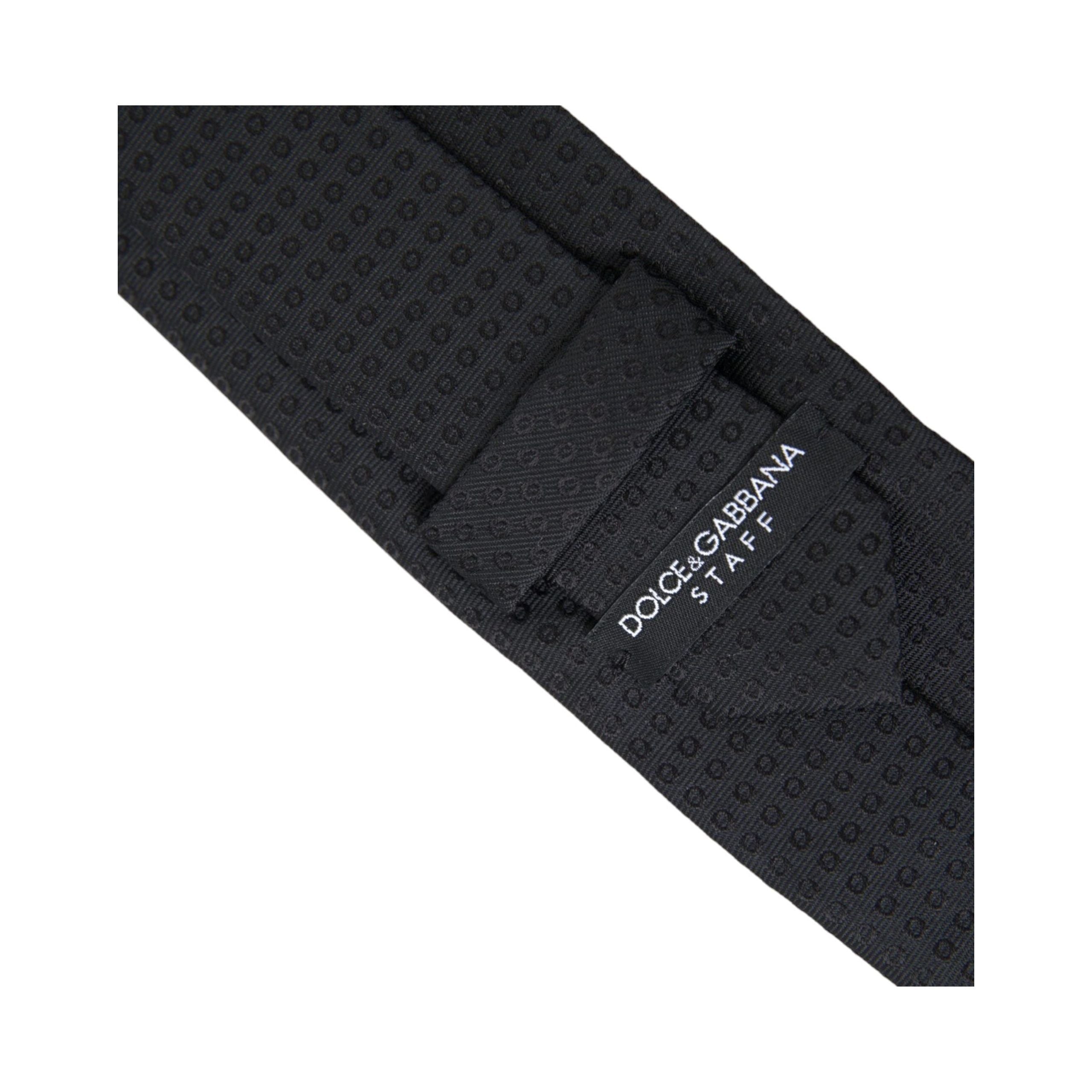 Dolce & Gabbana Black STAFF Patterned Cotton Adjustable Tie