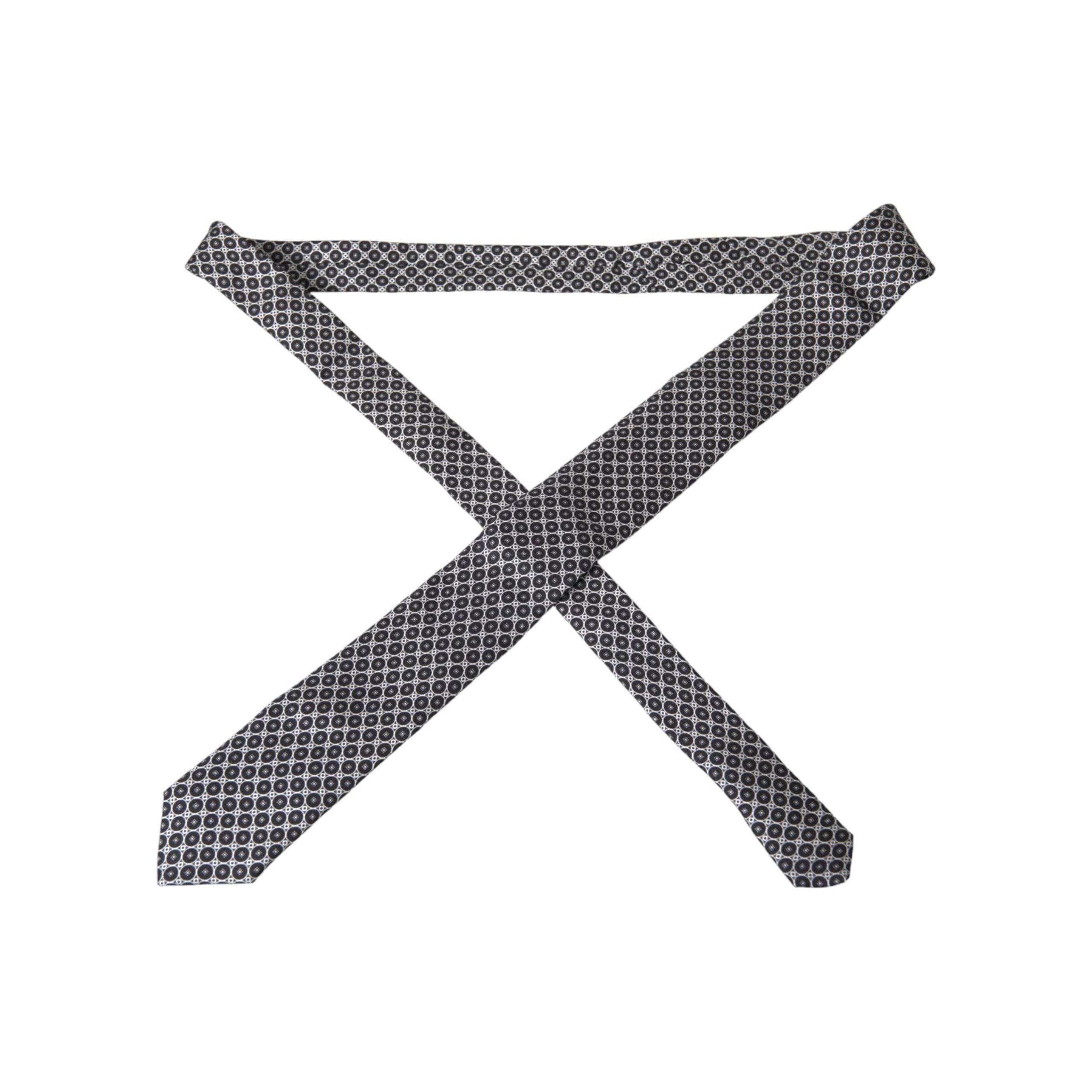 Dolce & Gabbana Black White Patterned Silk Adjustable Tie